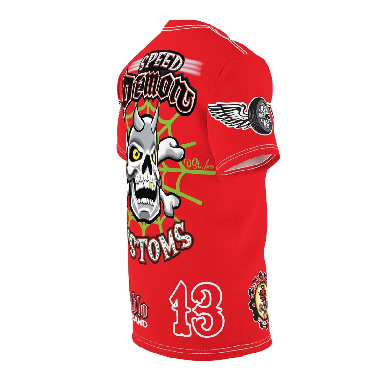 SRT Speed Demon Customs Spectacular  Super Riding Tee - Devilishly Demented Bold Biker Design