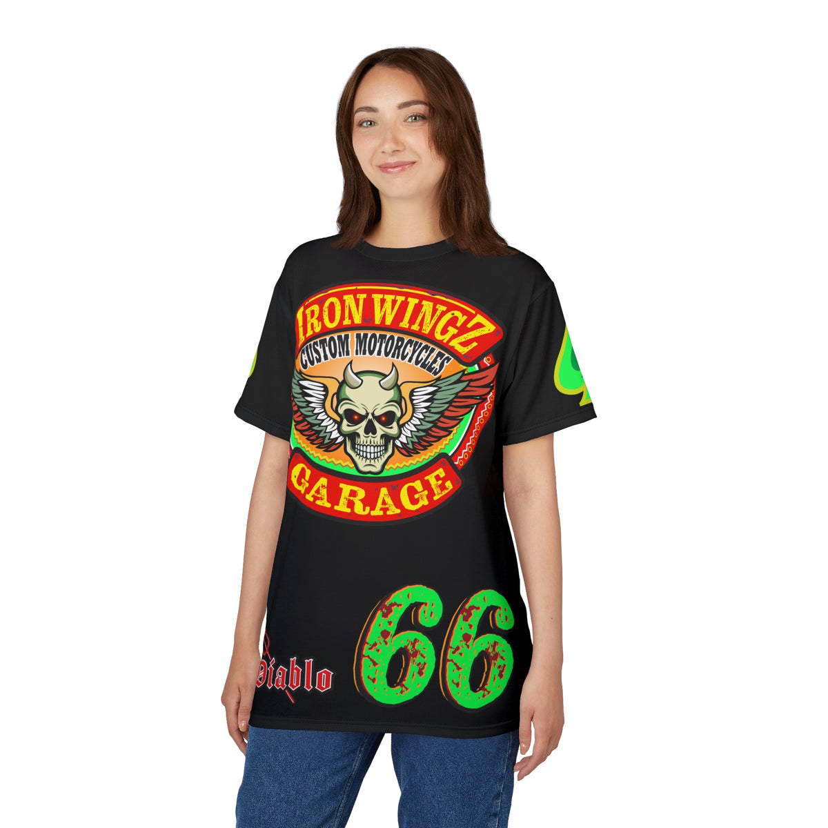 Iron Wingz Custom Motorcycle Unisex Super Tee - Bold Graphic Tee for Bikers
