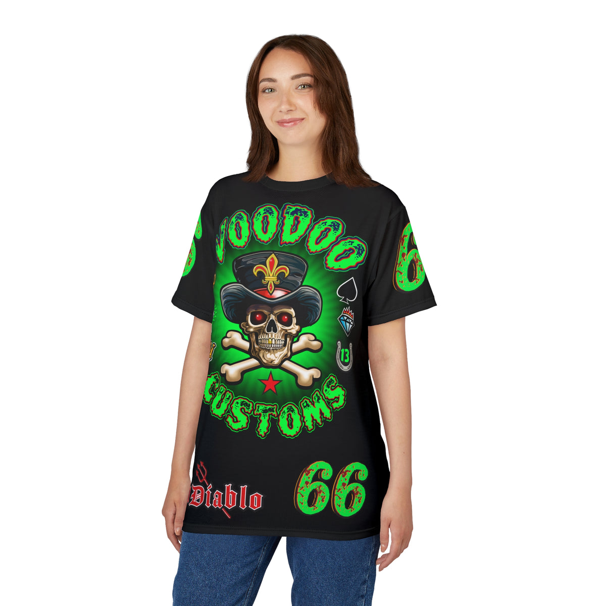Voodoo Custom Motorcycles HiViZ Route 66 Super Tee, Specially Designed for visibility and riding comfort, Badazz Graphic T-Shirt,