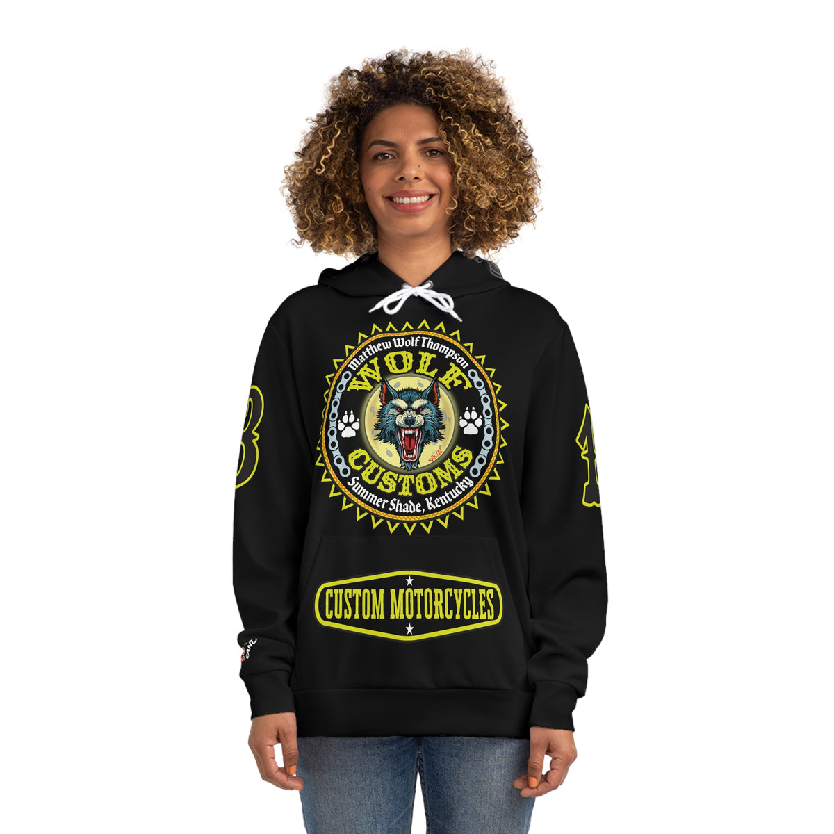 HoodZ Wolf Customs Motorcycle Hoodie — Vintage Biker Graphic Hooded Sweatshirt