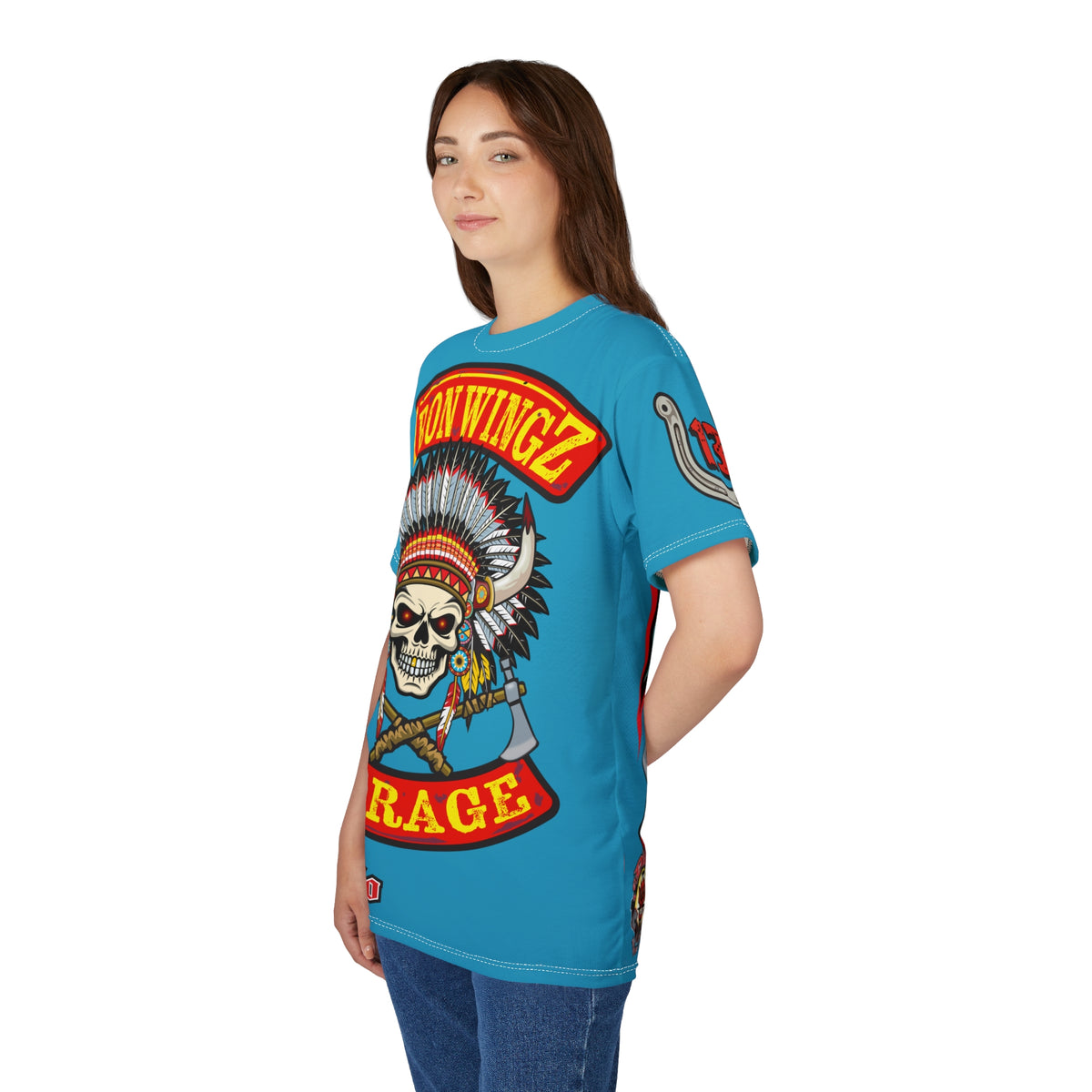 Iron Wingz Garage HiViZ Motorcycle Rider Super Tee_ X large HiViz Back Graphic - (Limited Edition)