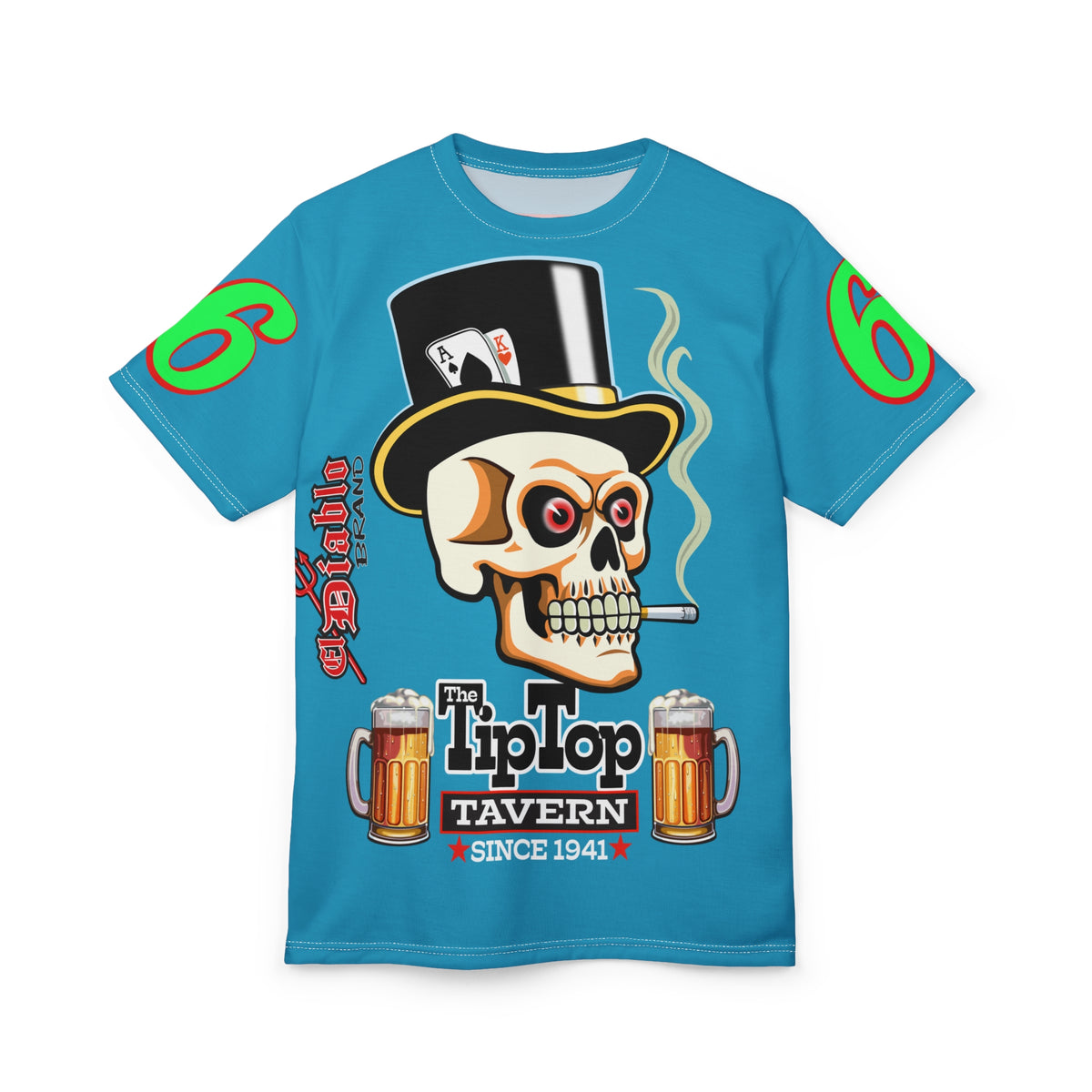 Tip Top Tavern Dive Bar Super Tee - Special Edition Electric Blue + XL Graphics - America's Best Dive Bar - Bikes Beers Babes & Bros. - Biker Bar Tee