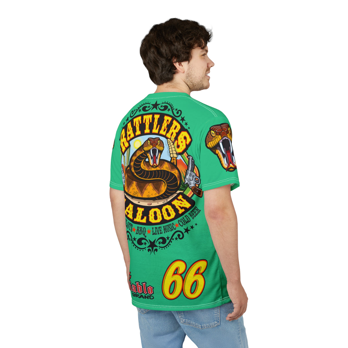 Rattlers Saloon Snake Logo Tee — Vintage Biker 66 Graphic Shirt