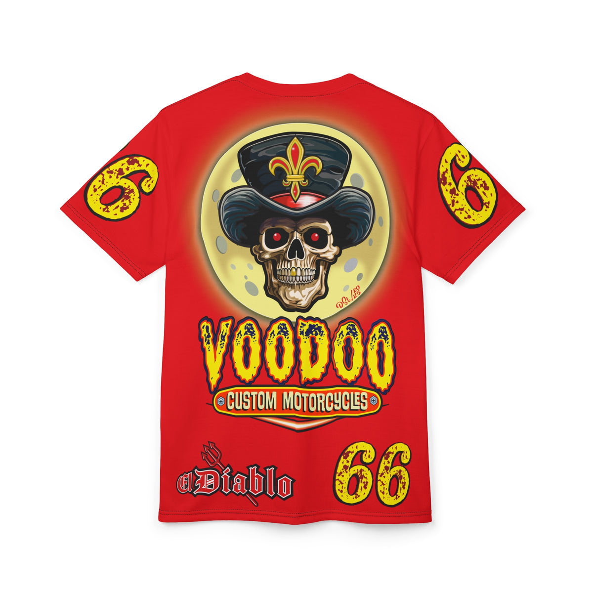 Voodoo Custom Motorcycles Unisex HiViz Tee, Edgy Graphic Shirt, Motorcycle Apparel, Skull T-Shirt, Perfect for Bikers