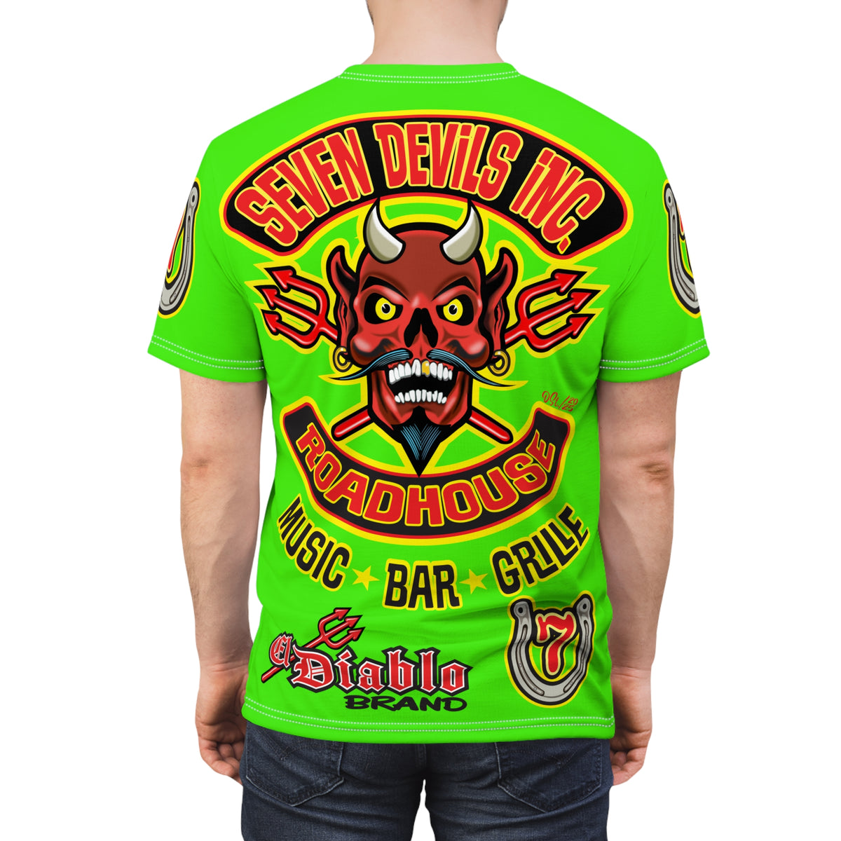 Very Special Seven Devils Inc. Roadhouse HiViZ Lumina Graphic Tee -  Motorcycle Custom Riding Super Tee