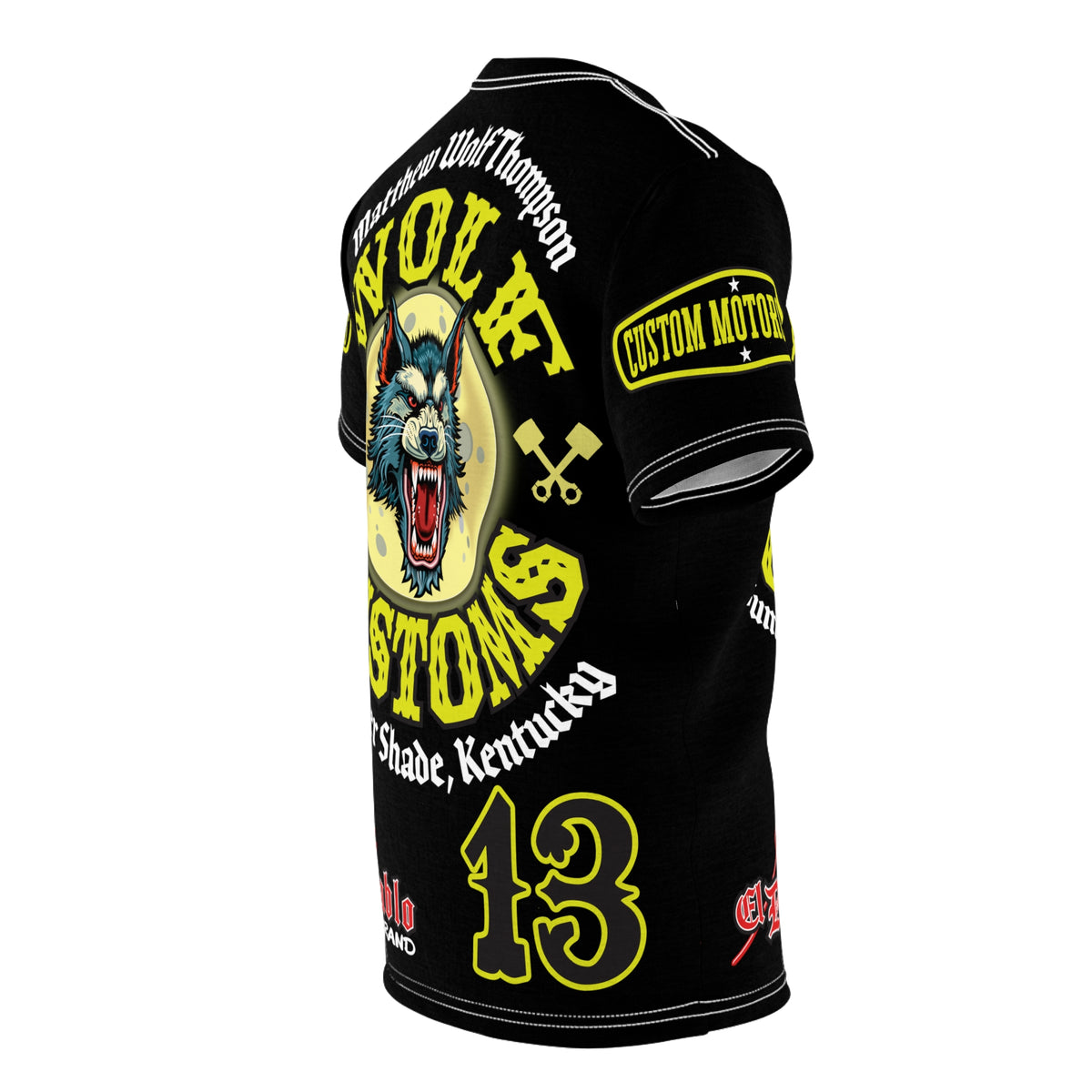 MWT Wolf Customs 13 Black & XL Graphics- Super Riding Tee — Retro Motorcycle Club Shirt, The Best Biker Riding Tee EVER !!!