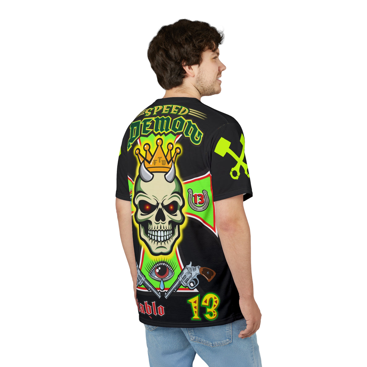 Speed Demon Hellfire HiViz Super Tee - THE Perfect Motorcycle Riding Tee - High Comfort & Perfect Fit Super Tee