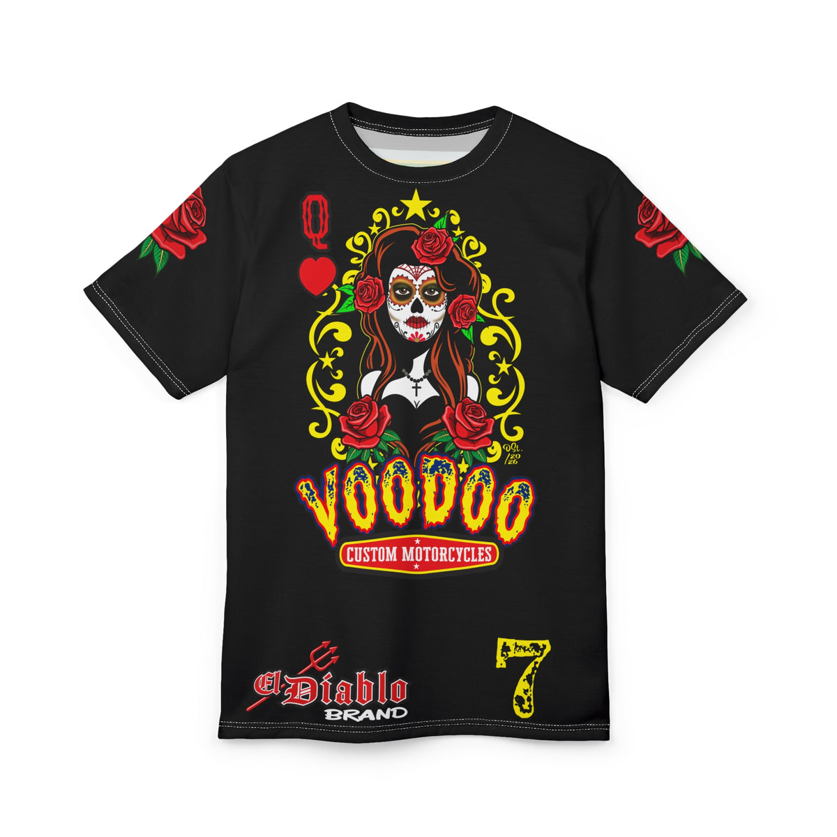 Voodoo Custom Motorcycles Tee — Queen of Hearts  Black 🖤 Riding Super Tee