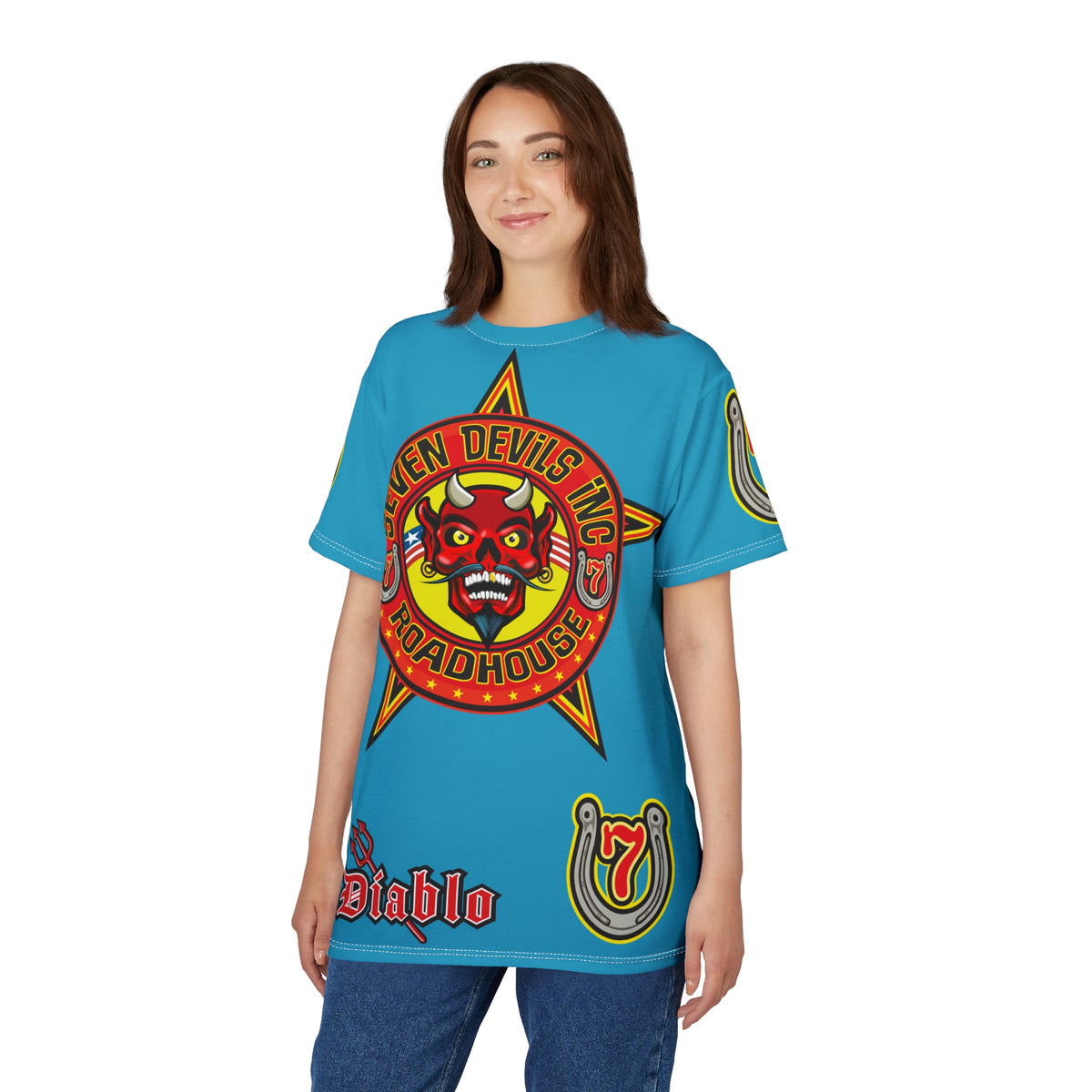 Seven Devils Inc. Roadhouse  Graphic Tee - Custom Motorcycle Riding Super Tee, Edgy Streetwear Perfect Fit & Comfort Biker Wear