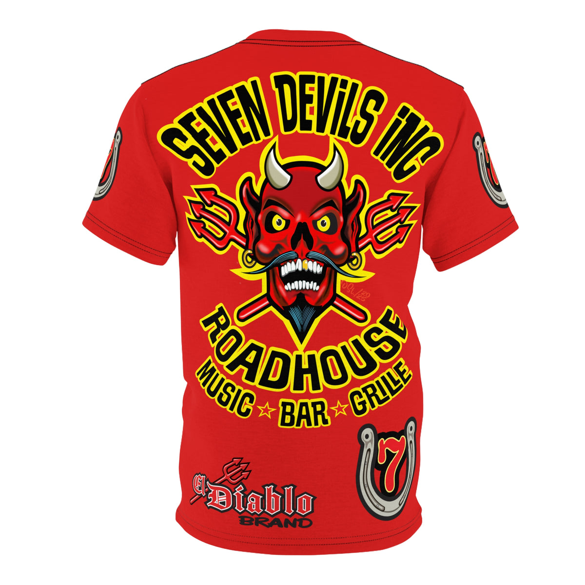 Seven Devils Road House (BLACK STAR HIVIZ LIMITED EDITION) Custom Super Riding Tee - Retro Devil Style Graphic Style