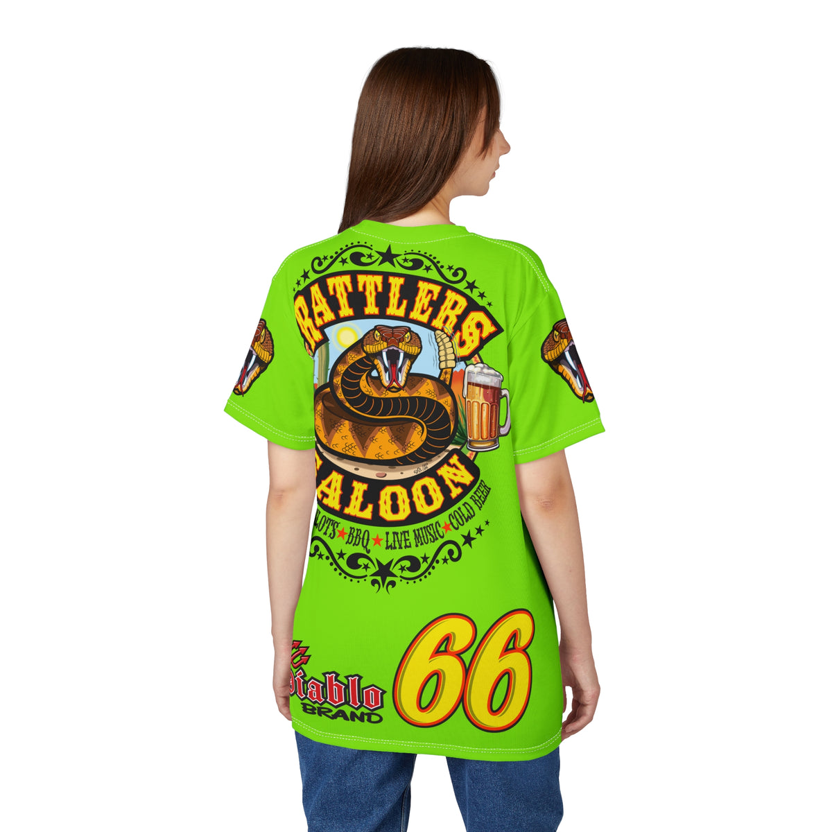 VERY Special HIVIZ Rattlers Saloon  BADAZZ SUPER TEE — Vintage Biker 66 Graphic Shirt