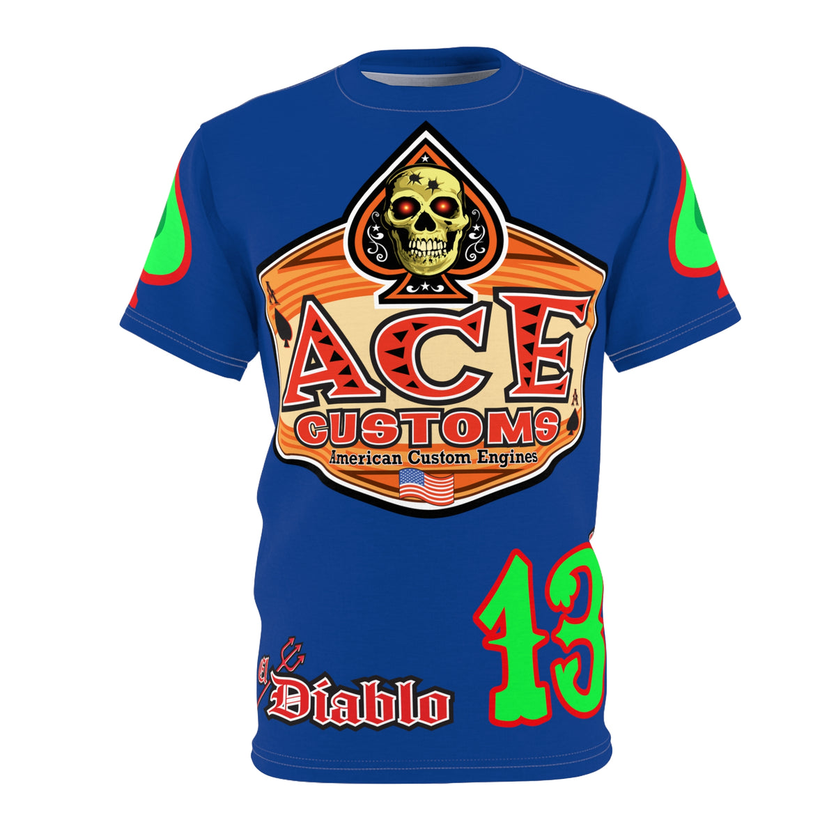 American Custom Engines ACE - Special Lumina Green  Ace of Spades Death Card High visibility Graphics