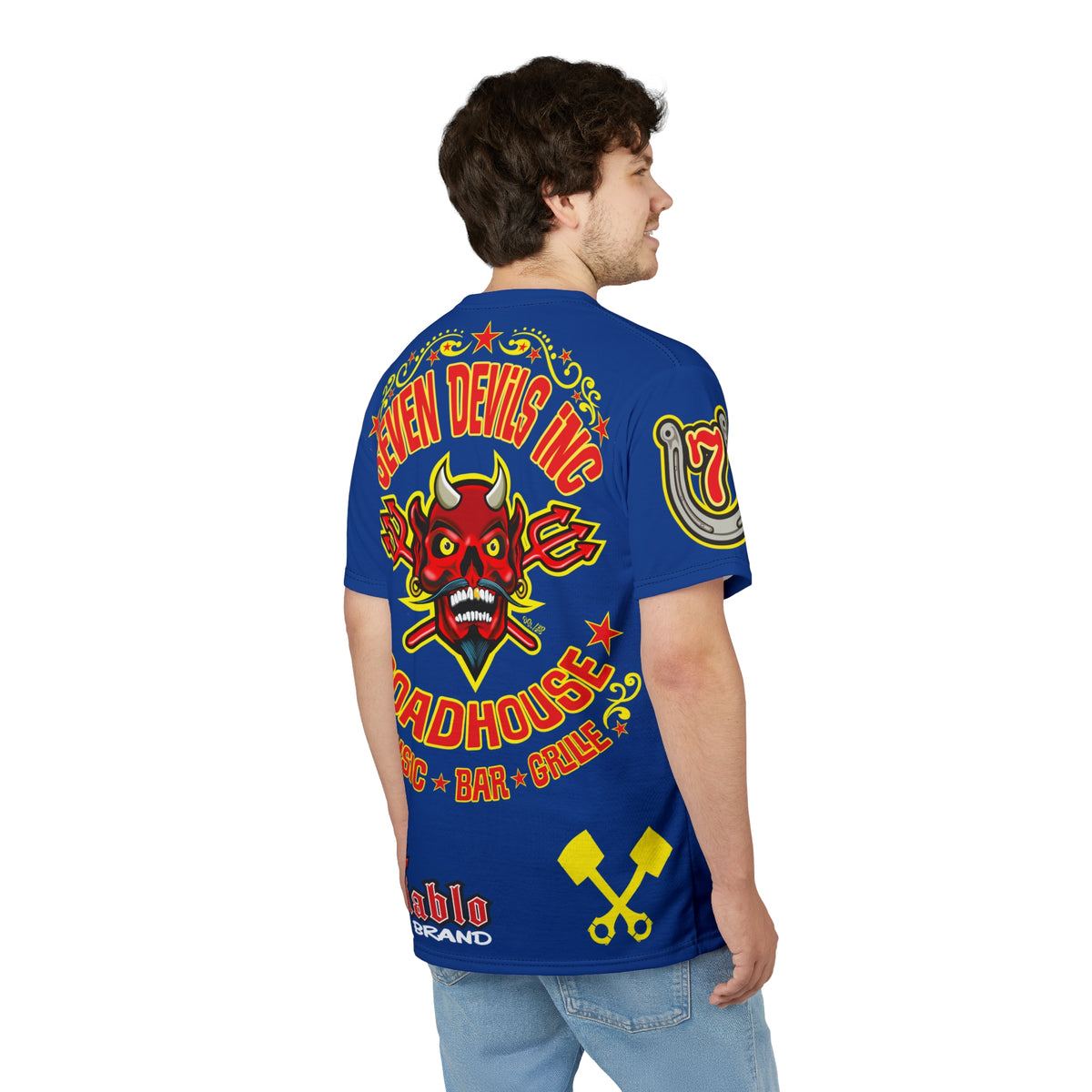 Seven Devils Inc. Roadhouse Deluxe HiViz Graphic Tee - Motorcycle Custom Riding Super Tee