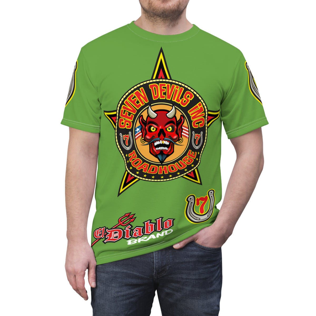 Seven Devils Inc. Roadhouse Graphic Tee - HiViz Motorcycle Custom Riding Super Tee