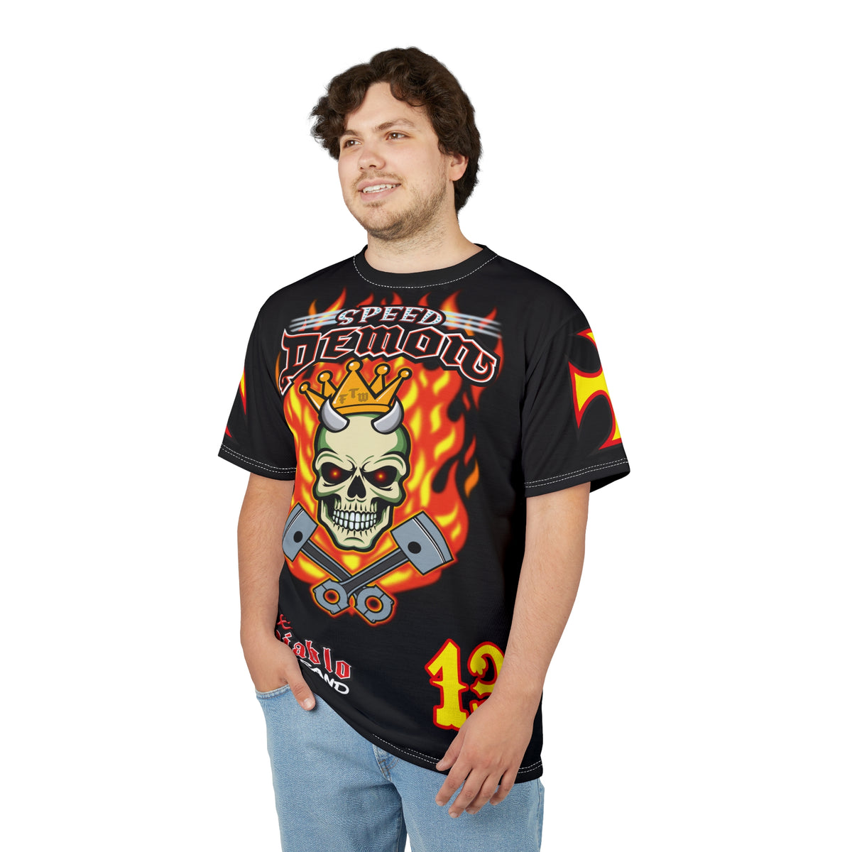 Speed Demon King of Speed Super Tee- Edgy Skull Flame Design for Bikers & Rebels