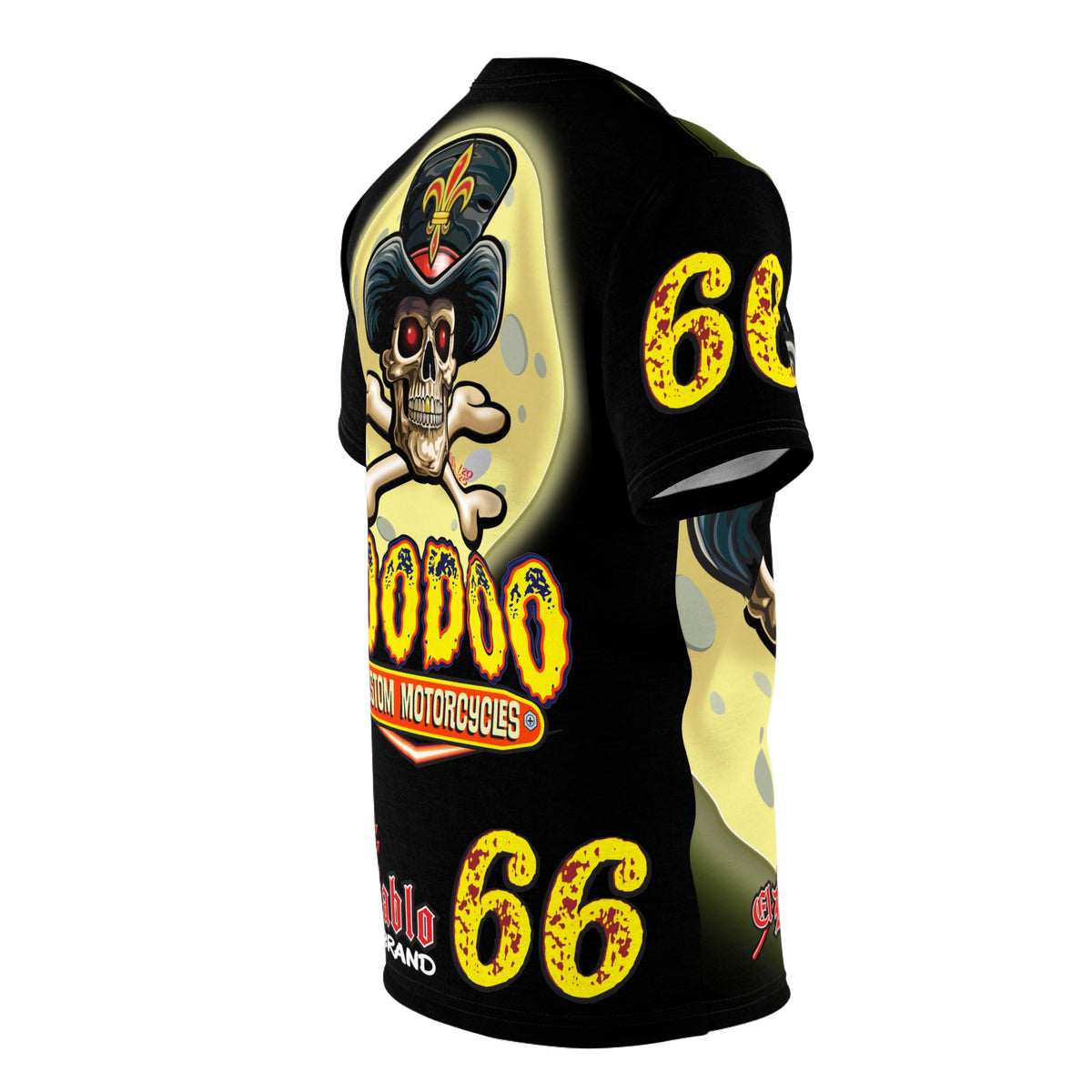Voodoo Custom Motorcycles Black Magic XL HiViz Graphics Tee, Edgy Graphic Biker Shirt