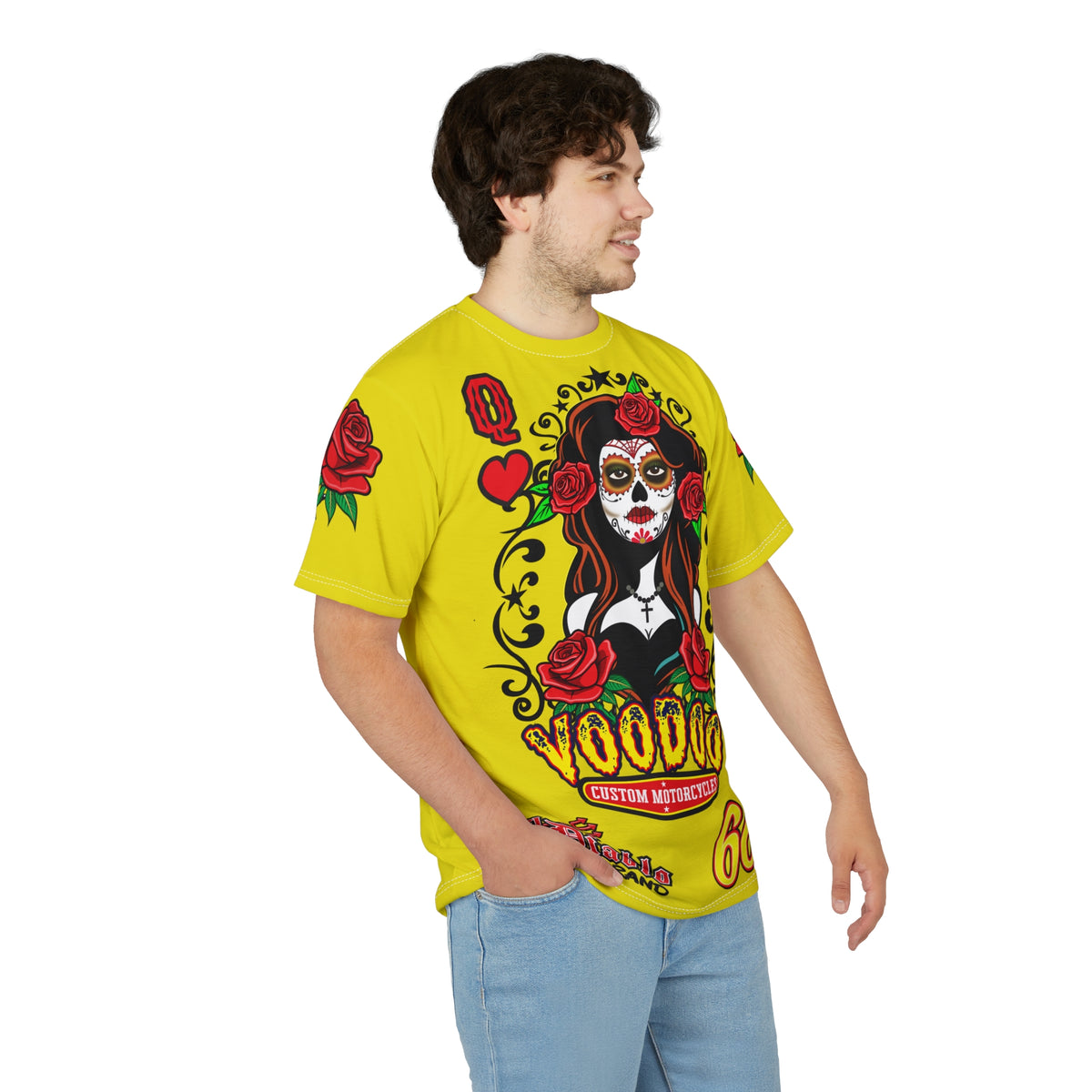 VERY Special HIVIZ Voodoo Custom Motorcycles Tee — Queen of Hearts Graphics - Super Riding Tee