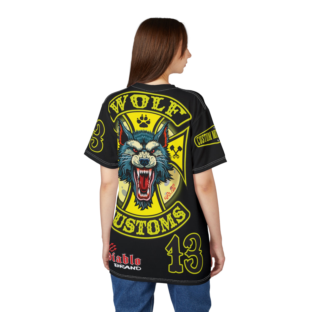 MWT Wolf Customs with HiViz Graphics Super Tee — Retro Motorcycle Club Shirt, The Best Biker Riding Tee EVER !!!