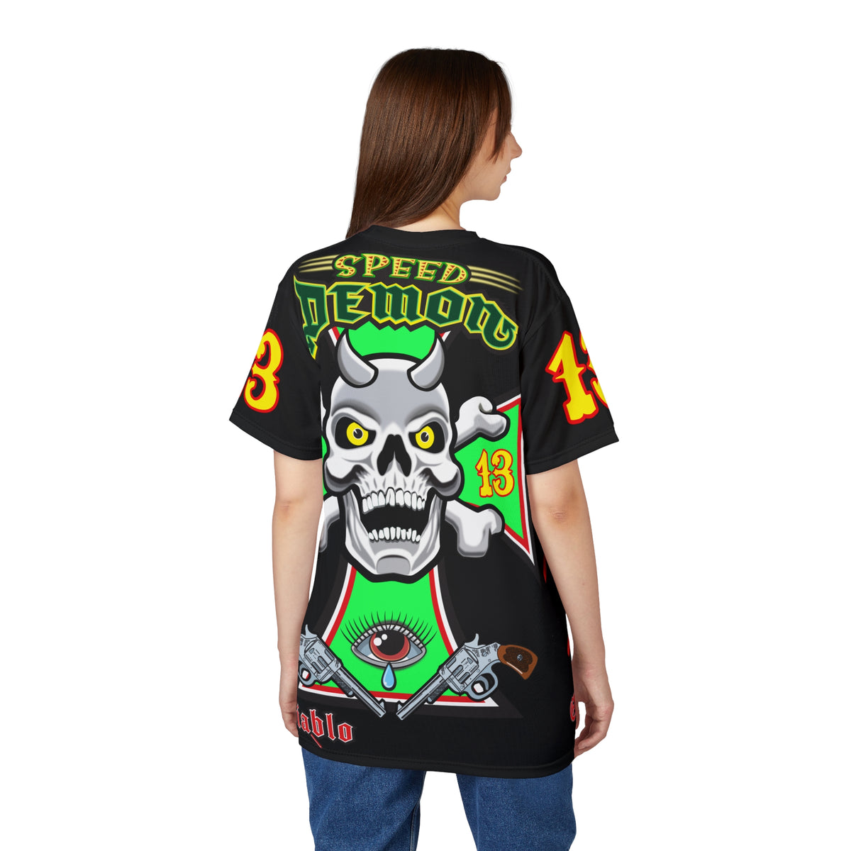 Speed Demon Big Web HiViz Custom Motorcycle Riding Super Tee