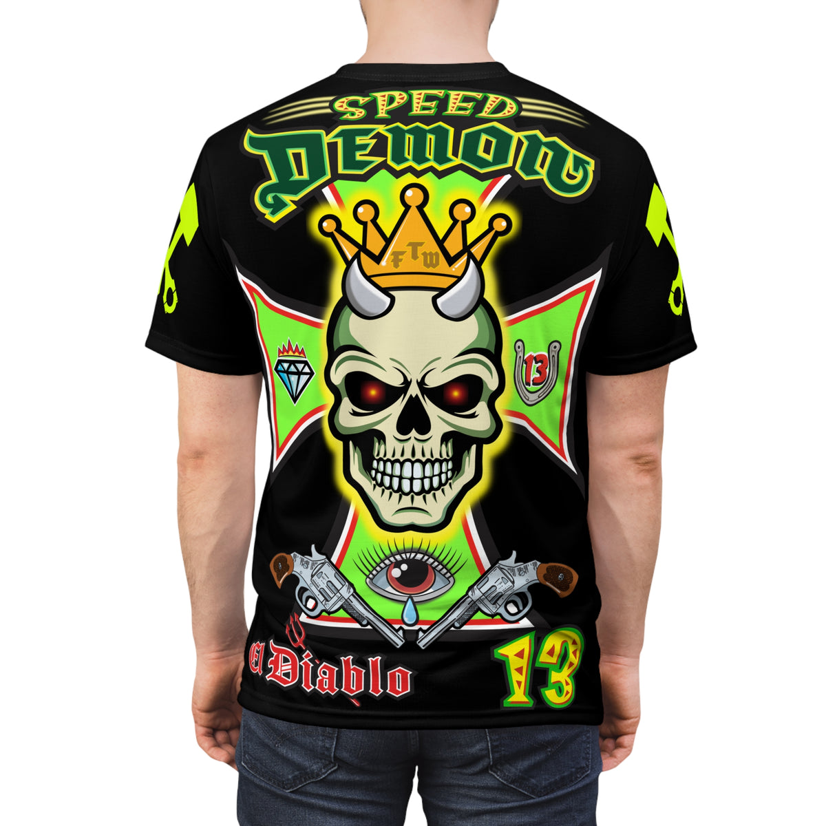 Speed Demon Hellfire HiViz Super Tee - THE Perfect Motorcycle Riding Tee - High Comfort & Perfect Fit Super Tee