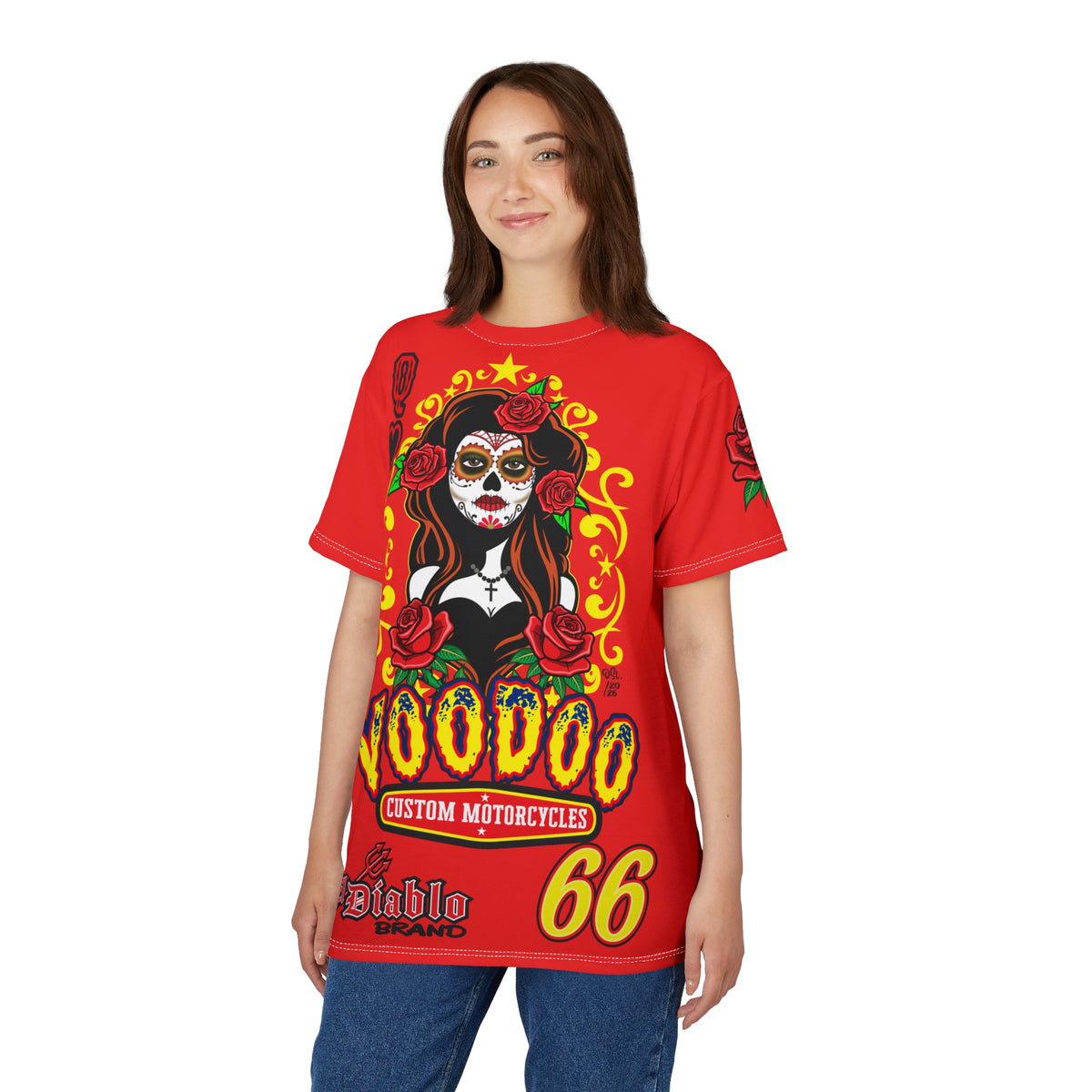Voodoo Custom Motorcycles Tee — Queen of Hearts  Graphic Riding Super Tee