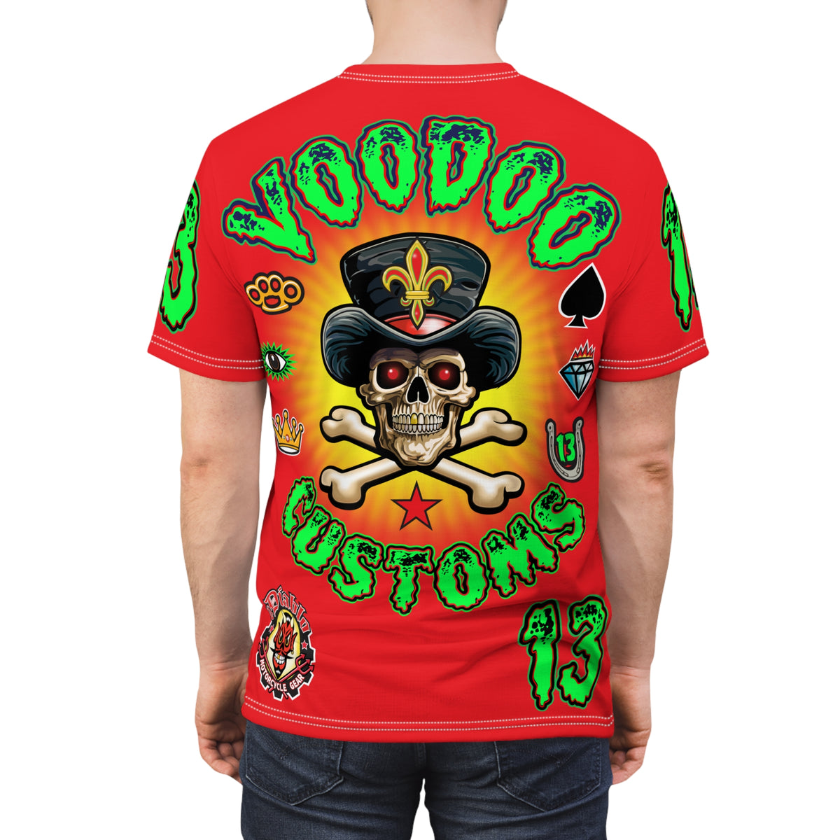 Voodoo Motorcycles HiViz Red Rider Super Tee, Unique Graphic Tee, Custom HiViz Apparel