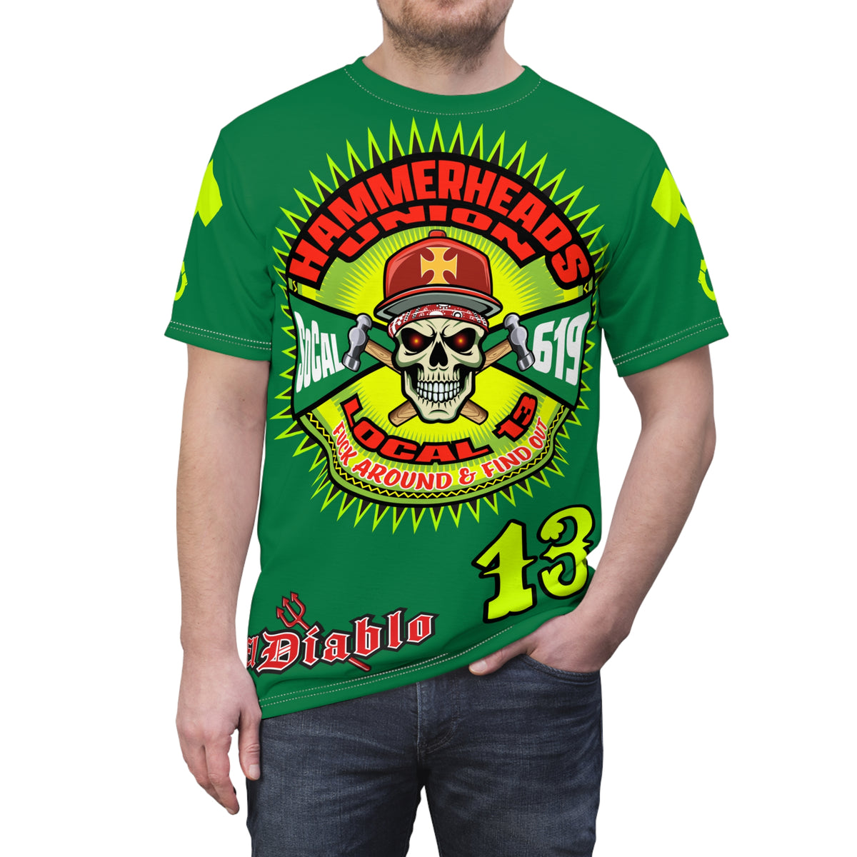 Hammerheads Union Local 13 -  SoCal 619 Special Edition - Custom HiViz Motorcycle Riding Tee Shirt _ Super Comfort and Fit