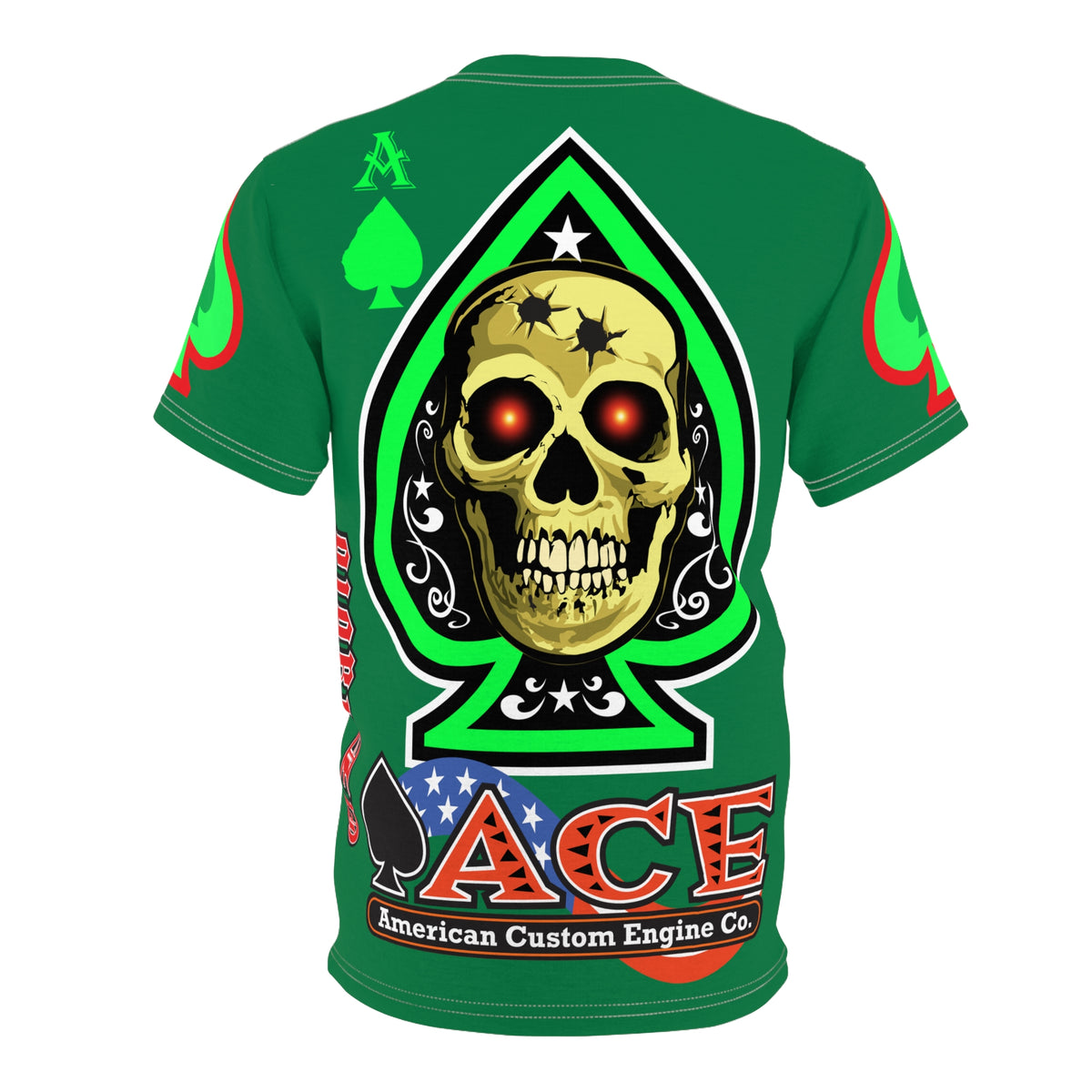 American Custom Engines ACE - Special Lumina Green  Ace of Spades Death Card High visibility Graphics