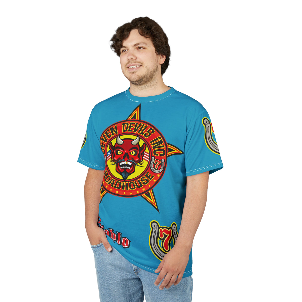 Seven Devils Inc. Roadhouse  Graphic Tee - Custom Motorcycle Riding Super Tee, Edgy Streetwear Perfect Fit & Comfort Biker Wear