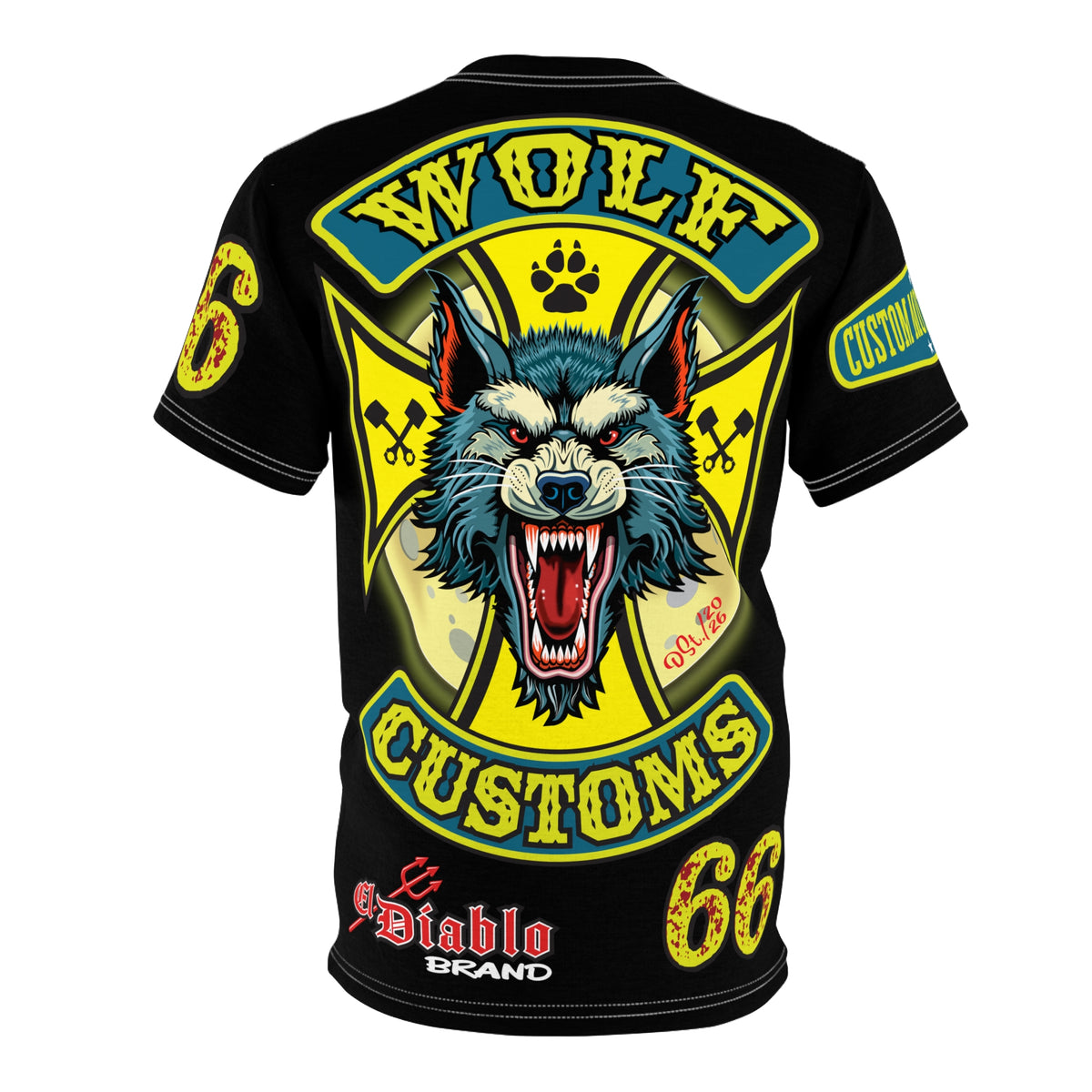 MWT Wolf Customs '66 Graphic HiViZ Super Tee — Retro Motorcycle Club Shirt, The Best Biker Riding Tee EVER !!!