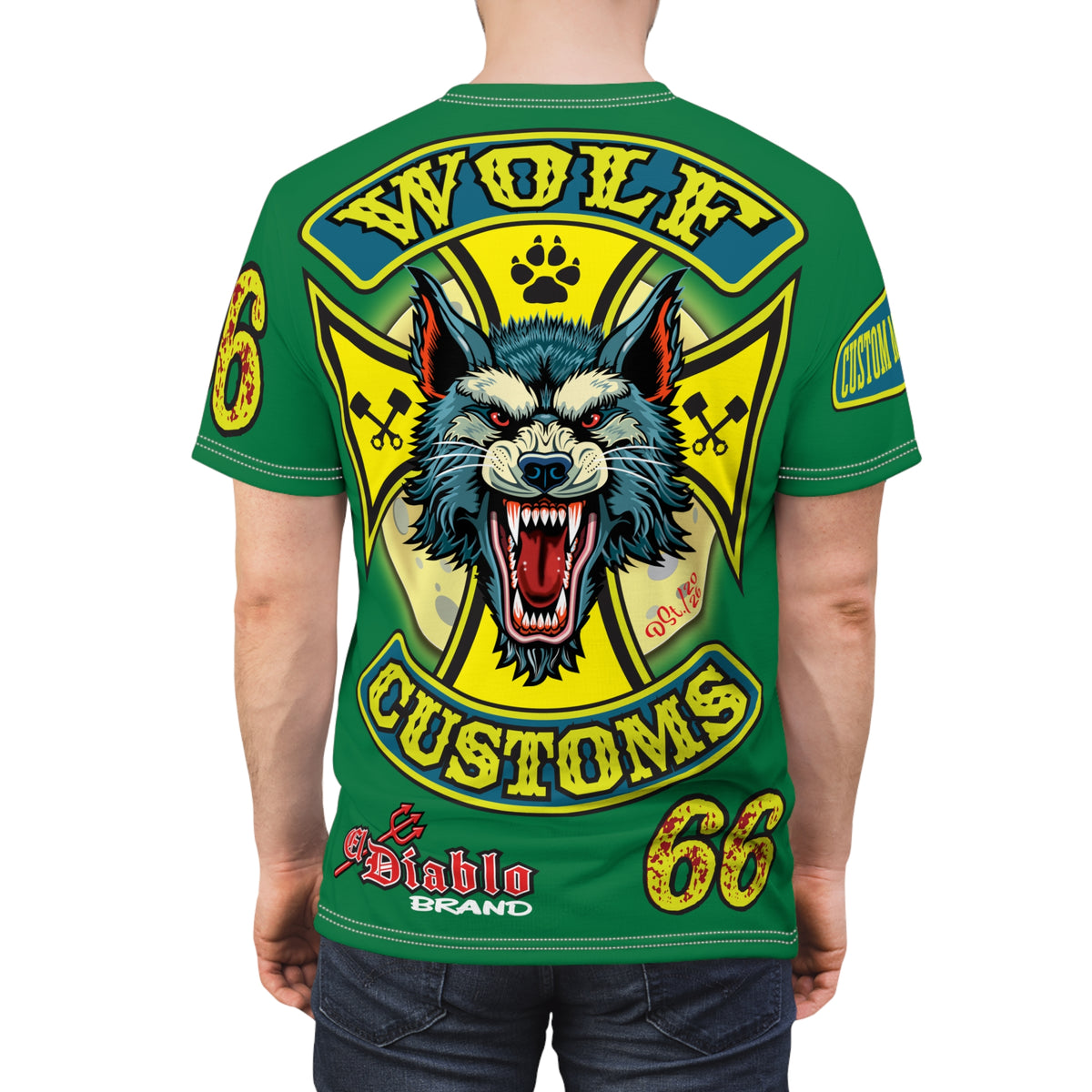 MWT Wolf Customs '66 Graphic HiViZ Super Tee — Retro Motorcycle Club Shirt, The Best Biker Riding Tee EVER !!!
