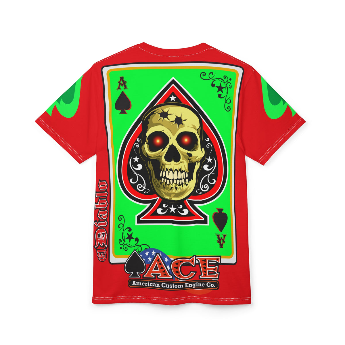 American Custom Engines ACE - Special Lumina Green  Ace of Spades Death Card High visibility Graphics