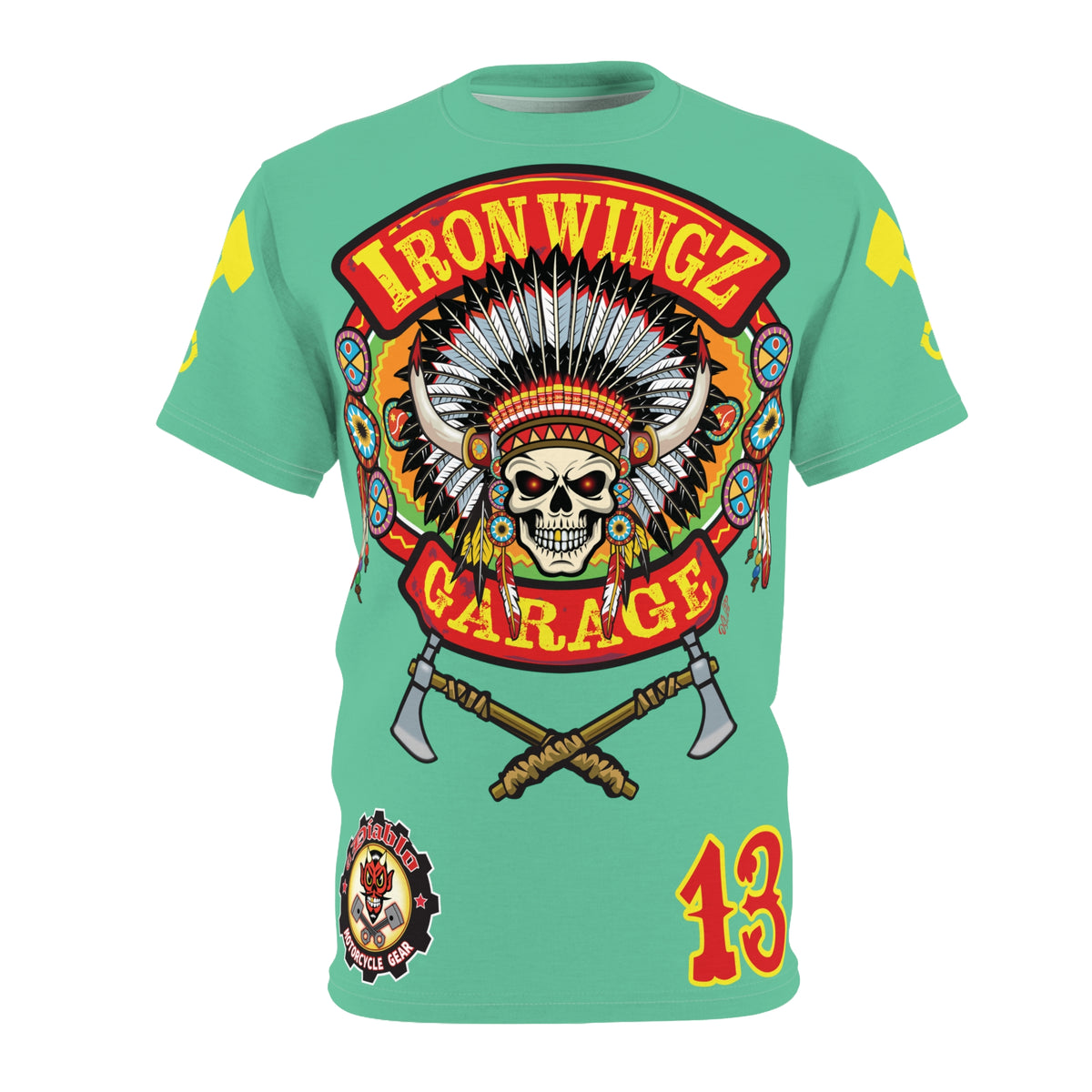 Iron WingZ Customs HIviz Graphic Super Tee, Edgy Streetwear, Customized Apparel, Gift for Bikers