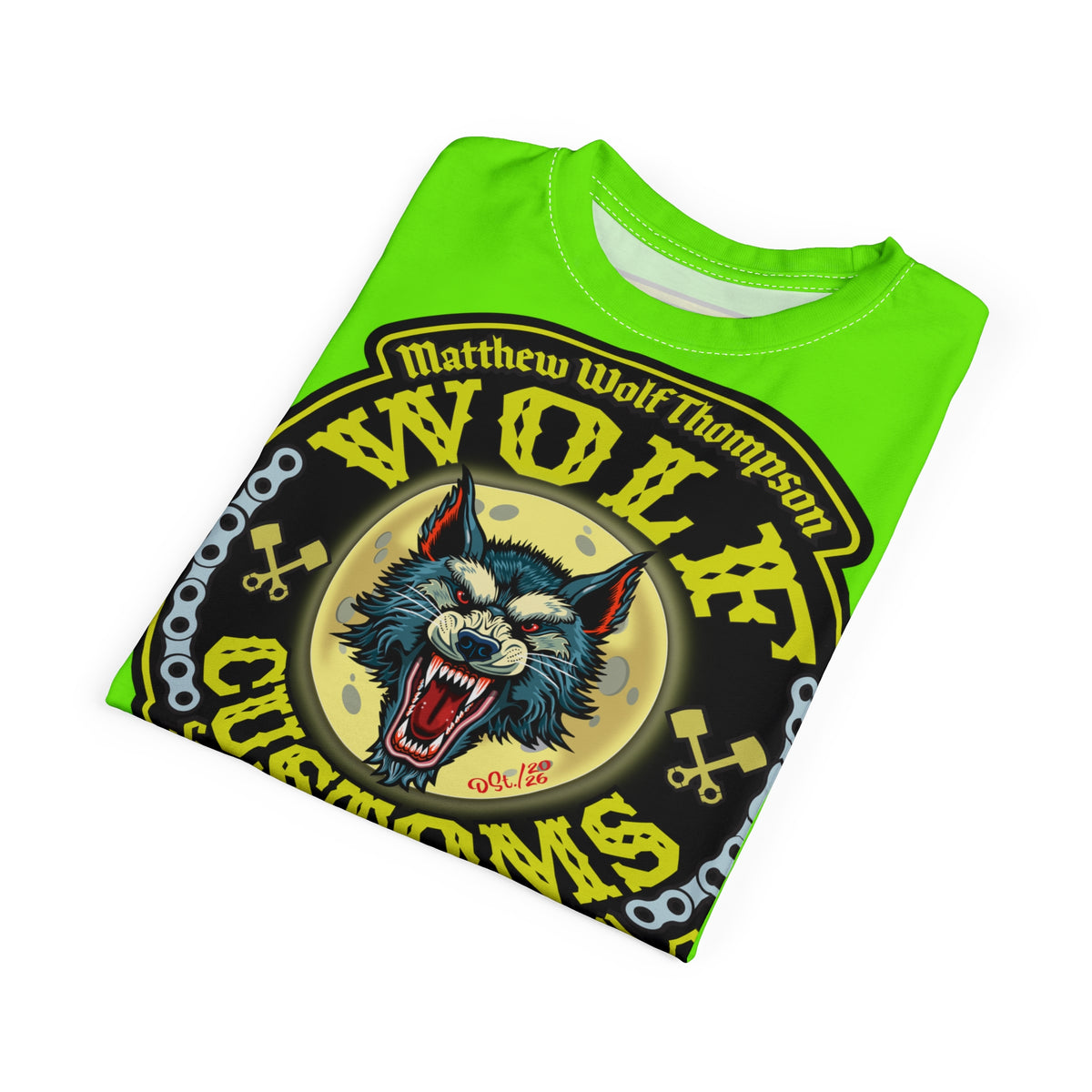 Very Special MWT Wolf Customs 66  Lumina HiViZ Super Riding Tee — Retro Motorcycle Club Shirt, The Best Biker Riding Tee EVER !!!