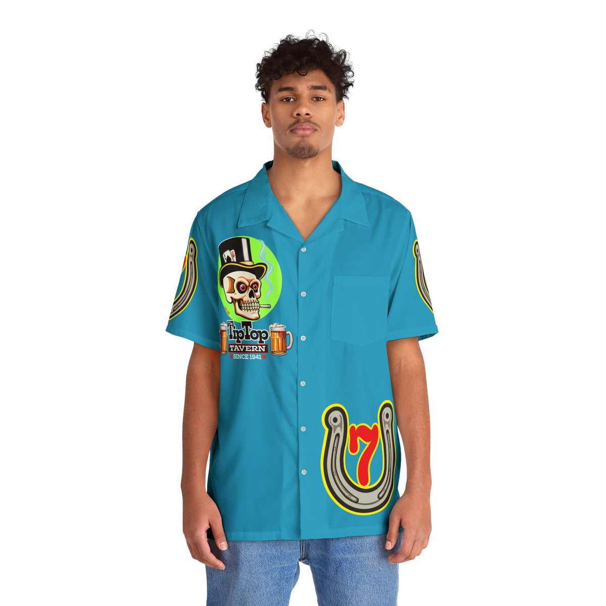 Big Bopper Men's Hawaiian Shirt - Loose, Comfortable Button Up Shirt for Easy Breezy Riding - Sizes to 5XL