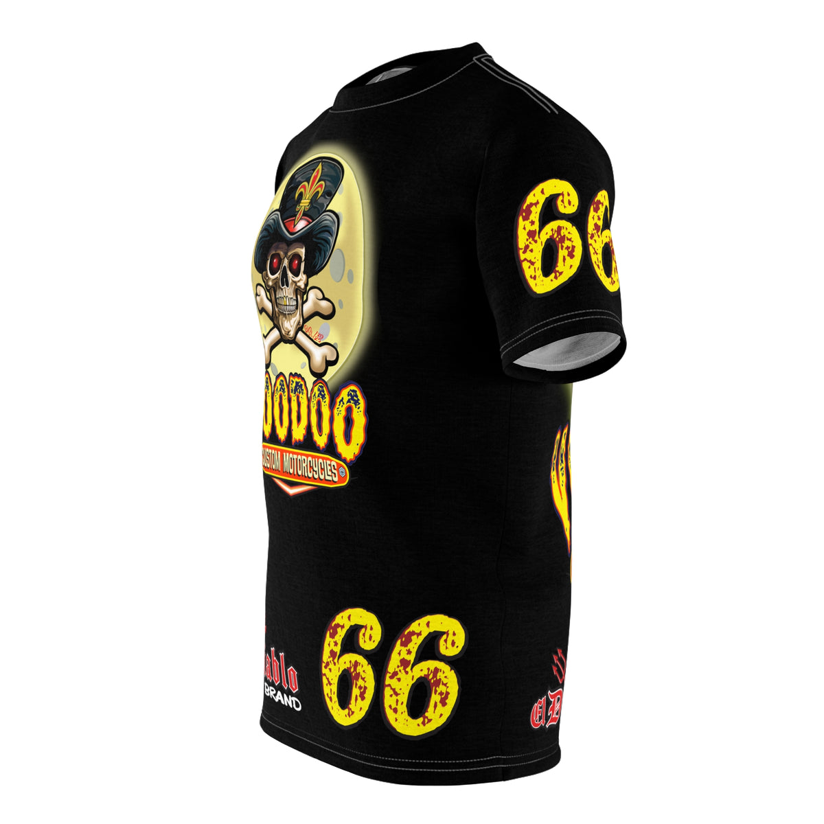 Voodoo Custom Motorcycles Black Magic HiViz Tee, Edgy Graphic Biker Shirt