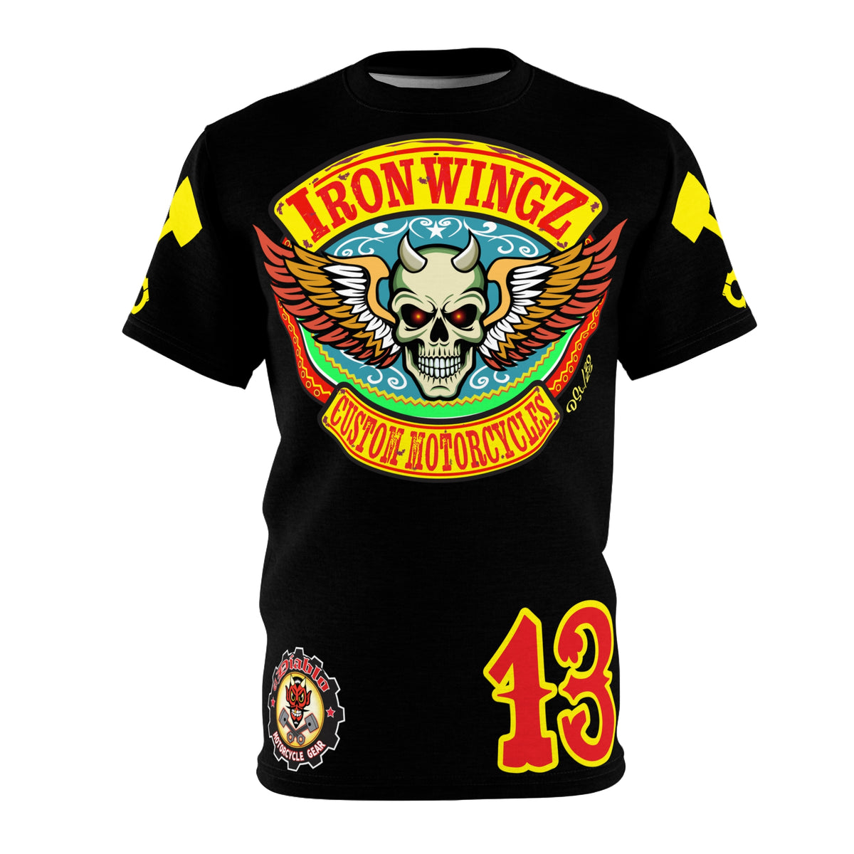 Iron WingZ Customs HIviz Graphic Super Tee, Edgy Streetwear, Customized Apparel, Gift for Bikers