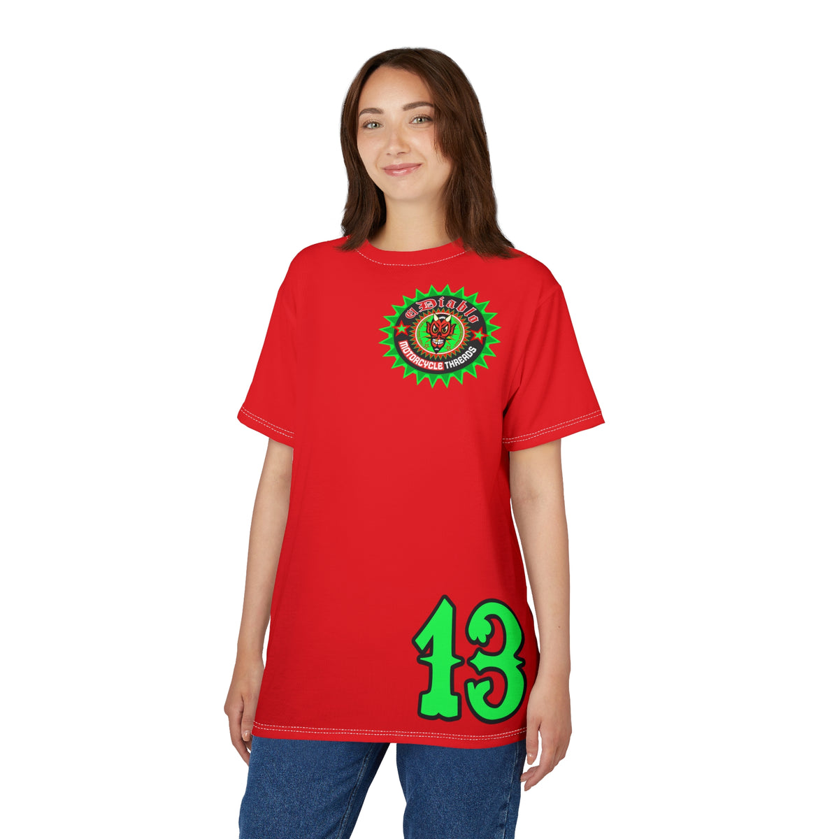 El Diablo Brand HiViz Super Tee - Brilliant Red, White and Floro Green for maximum visibility