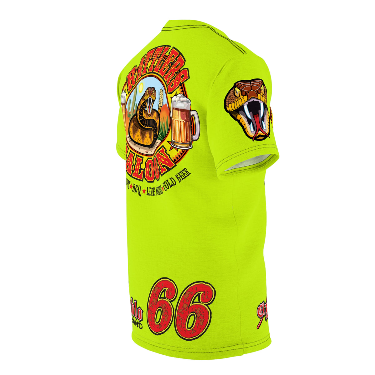 VERY Special Rattlers Saloon  BADAZZ HIVIZ SUPER RIDING TEE — Vintage Biker 66 Graphic Shirt