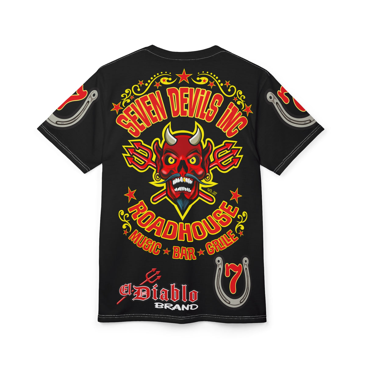 Seven Devils Road House (LIMITED EDITION) Custom Super Riding Tee - Retro Devil Style Graphic Style