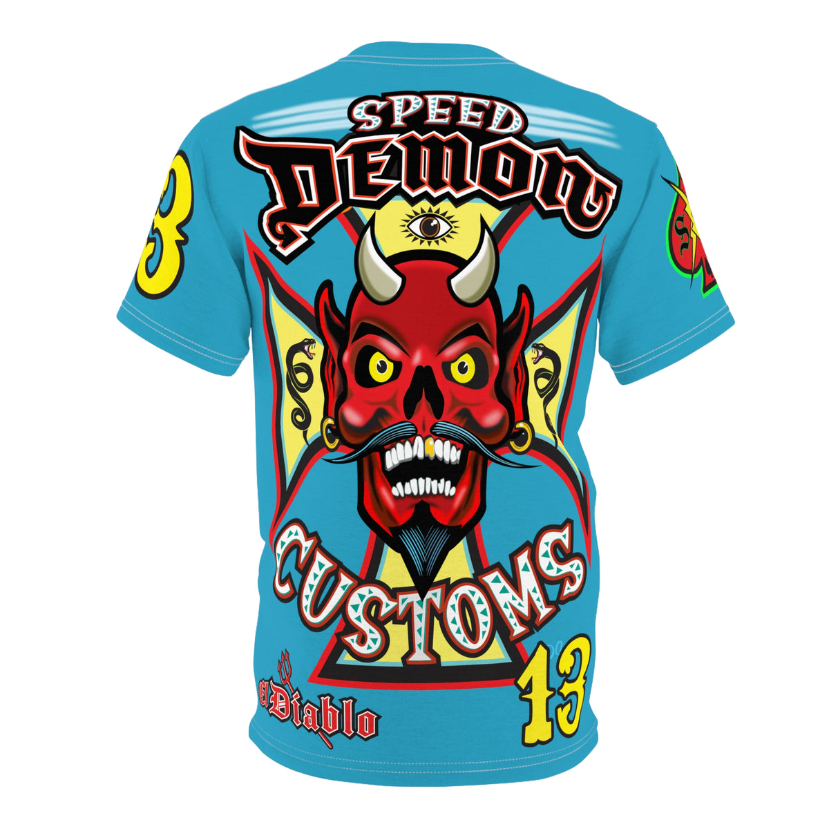 Speed Demon Custom Hell Fire HiViz Unisex Tee - Bold Graphic Harley Enthusiast Super T