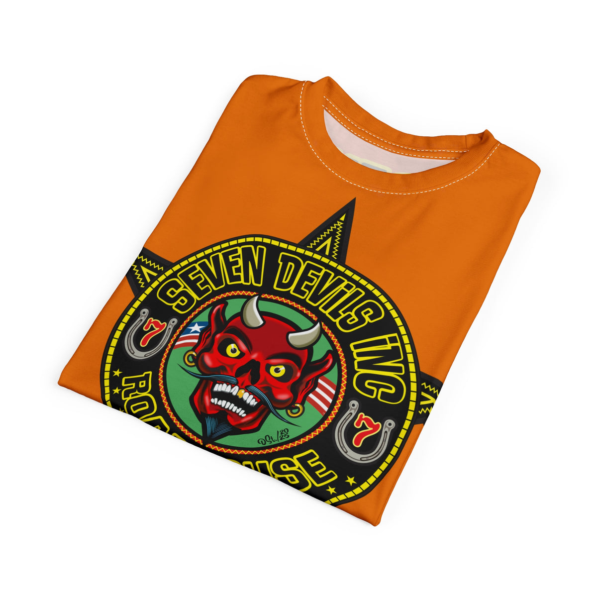 Seven Devils Road House (BLACK STAR HIVIZ LIMITED EDITION) Custom Super Riding Tee - Retro Devil Style Graphic Style