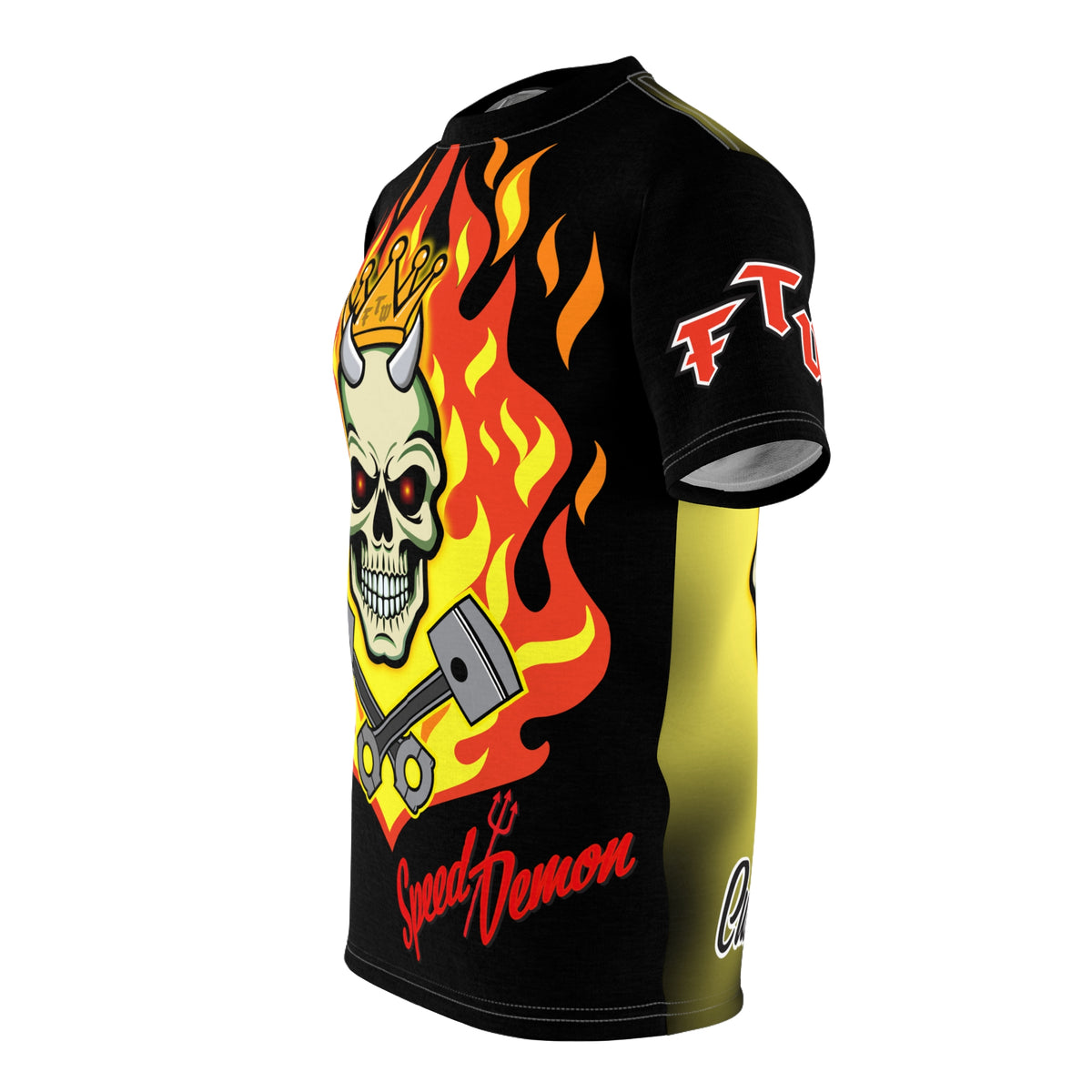 Speed Demon King -  Blaze inferno Front & Starburst Electric yellow Super Nova Back...HiViz Riding Tee