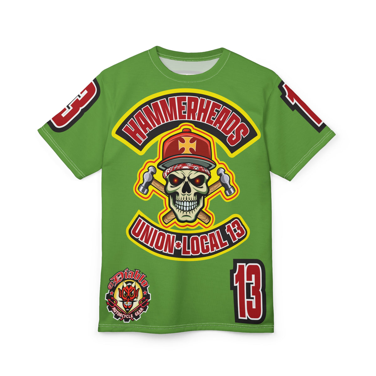 Hammerheads Union Local 13 HiViz Super Tee - Rough Tough Bad Attitude Motorcycle Riding Tee