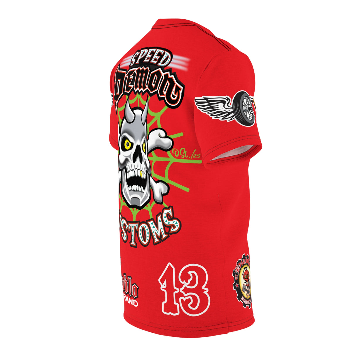 SRT Speed Demon Customs Spectacular  Super Riding Tee - Devilishly Demented Bold Biker Design