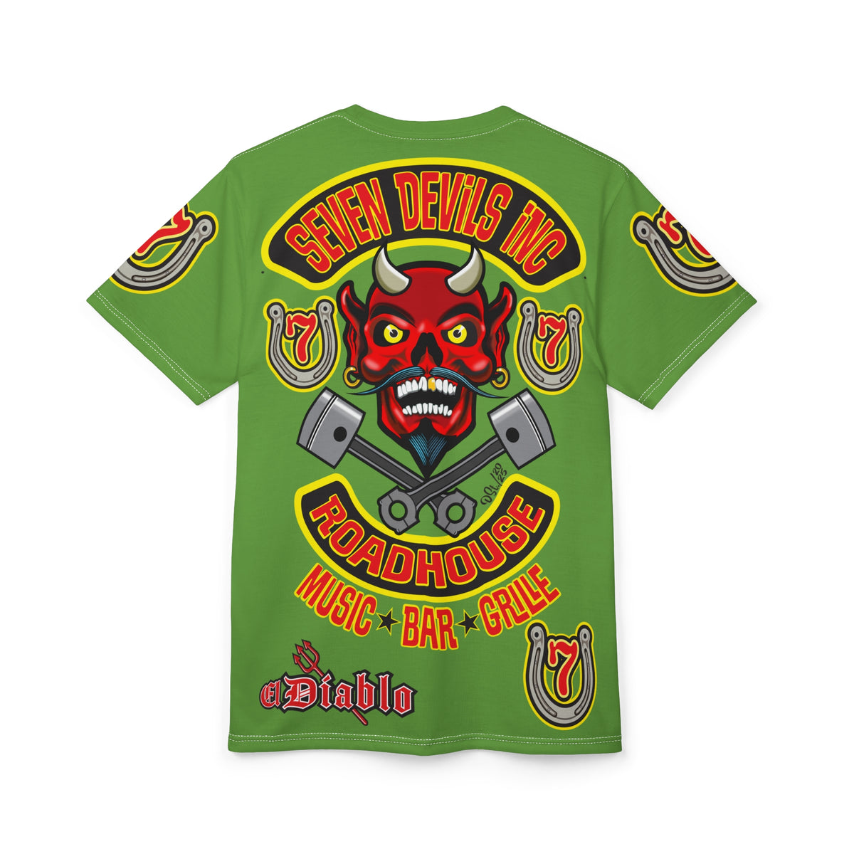 Seven Devils Inc. Roadhouse HiViz Design, Edgy Biker Shirt, Special Motorcycle Riding Gear, Seven Devils Inc.