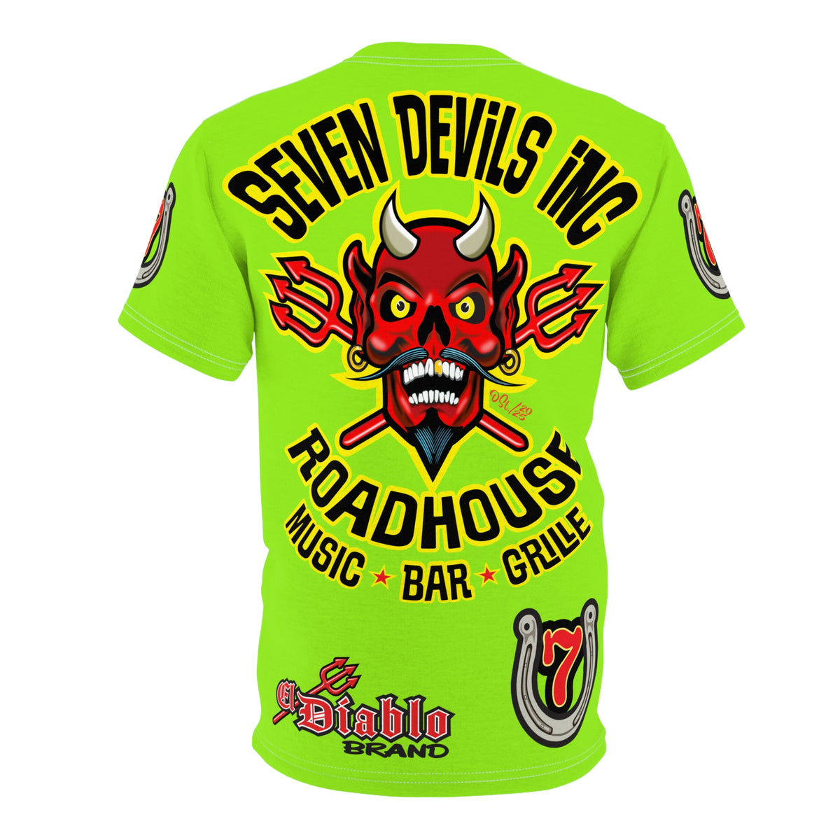 Very Special Seven Devils Road House (BLACK STAR HIVIZ LIMITED EDITION) Custom Super Riding Tee - Retro Devil Style Graphic Style