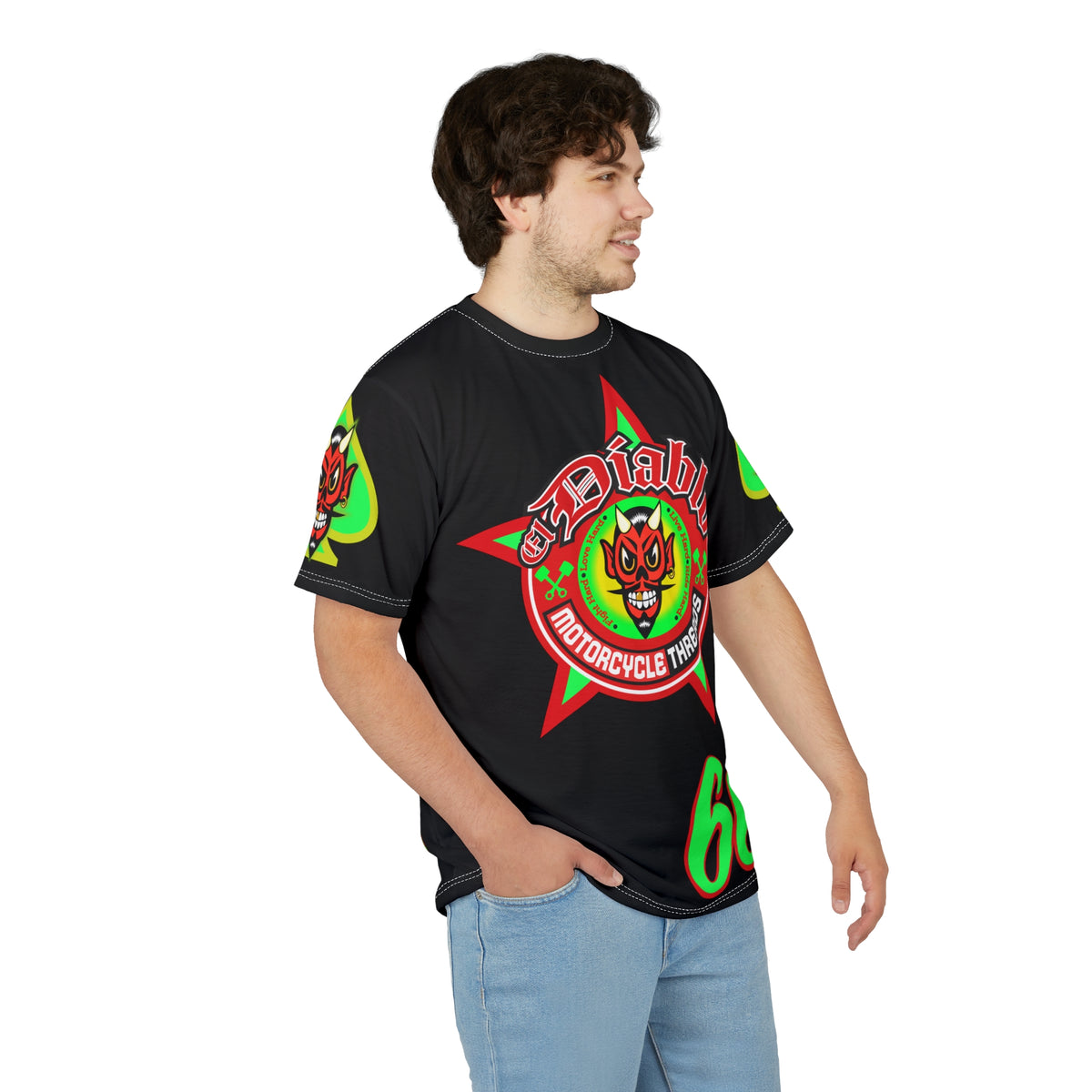 El Diablo Motorcycle Threads Unisex Cut & Sew Tee - Edgy Graphic Tee for Biker Enthusiasts