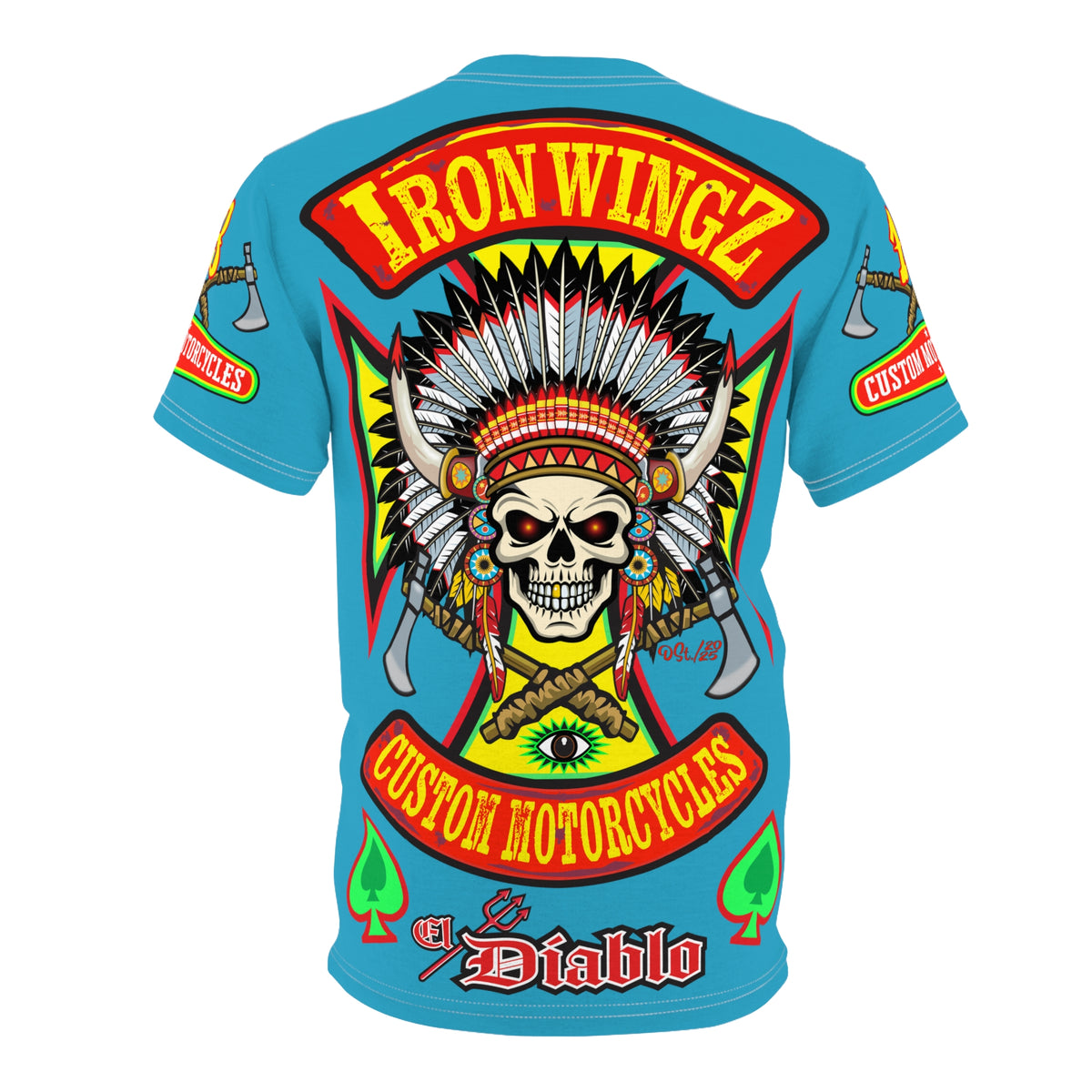 Iron WingZ Customs HiViz High Performance Electric Blue Motorcycle Riding Super Tee
