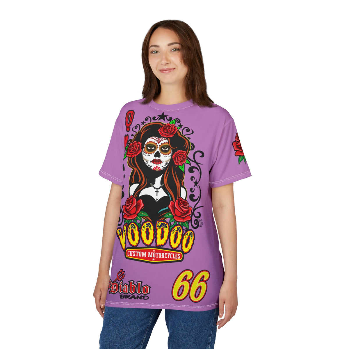 Copy of Voodoo Custom Motorcycles Tee — Queen of Hearts  Graphic Riding Super Tee